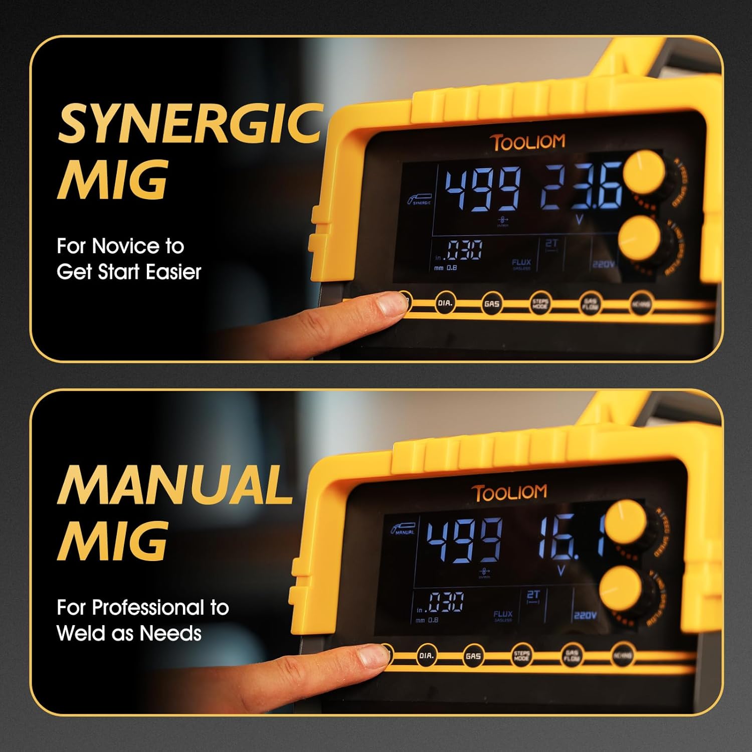 TOOLIOM MIG/TIG/CUT/Stick Soldador 5 en 1 Máquina de soldadura multiproceso de 110/220 V de doble voltaje de aluminio para máquina de soldadura compatible con pistola de carrete