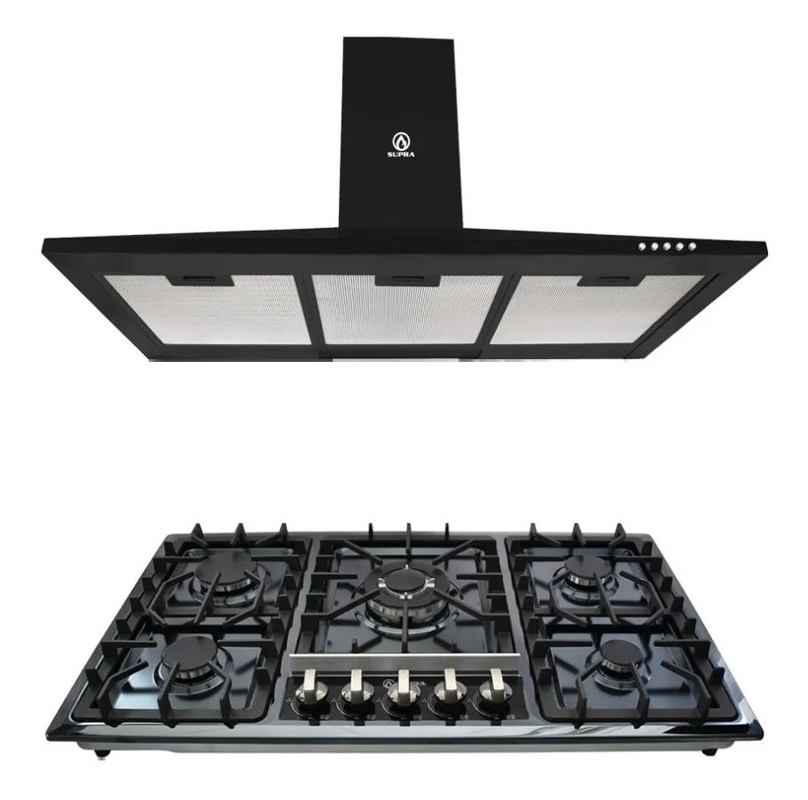 Imagen 1 de 5 de Combo Supra Parrilla A Gas 5 Quemadores Y Campana Pared 90cm
