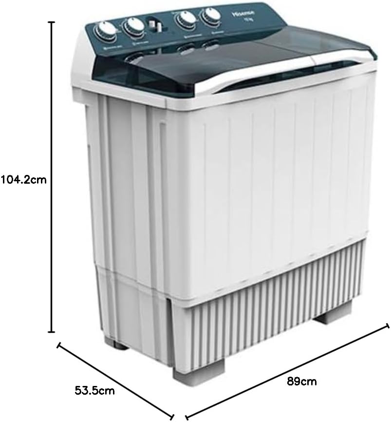 Lavadora Automatica Hisense doble tina 13 KG, carga superior, Blanca/Gris, modelo WSA1302P