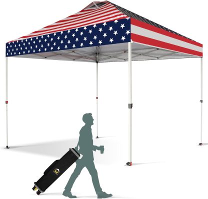 CROWN SHADES - Toldo desplegable de 3.60 x 3.60 metros, toldo patentado de un empuje con bolsa de transporte con ruedas, 8 estacas y 4 cuerdas, negro