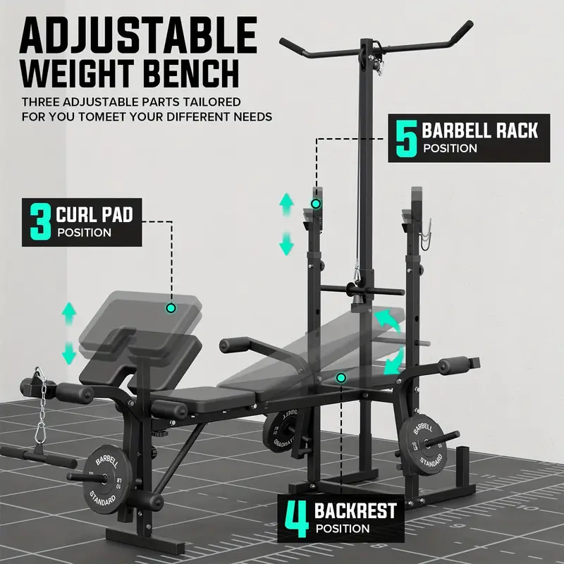   de pesas ajustable 8 en 1, estaci&oacute;n de entrenamiento multifuncional con capacidad de 800  ,     extensi&oacute;n de piernas, modelado  , entrenamiento de  , levantamiento de pesas detalles 0
