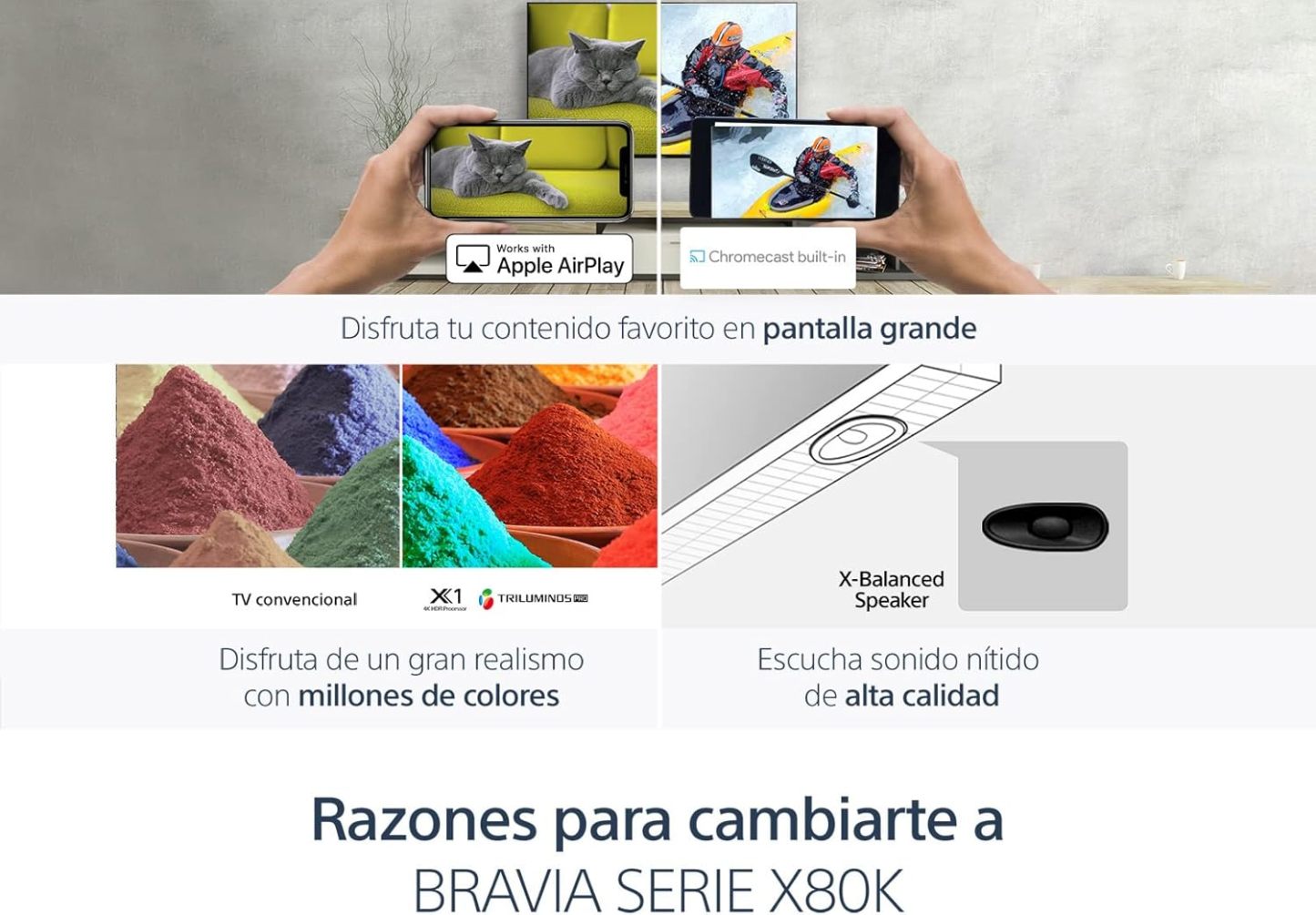 Sony Pantalla X80K 43 Pulgadas KD-43X80K 4K UHD LED Smart Google TV Modelo 2022