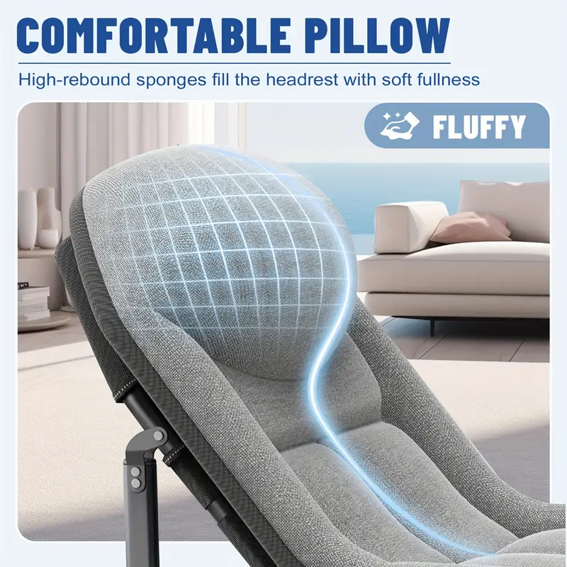 1 pza. Camas plegables para adultos, con 6 posiciones ajustables, soporta 550 libras, cama port&aacute;til y plegable con colch&oacute;n de 3 cm y almohada de 4, marco resistente para acampar, viajar, habitaci&oacute;n, oficina detalles 1