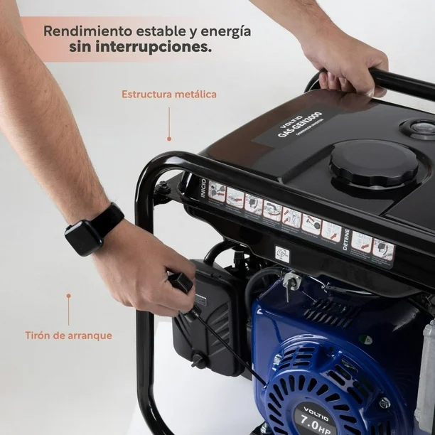 Generador a Gasolina 3000W 120V Portátil, Compacto y Silencioso, Corriente Estable, Motor 4T, 7L de Capacidad, Ideal para Hogar, Emergencias y Camping gris