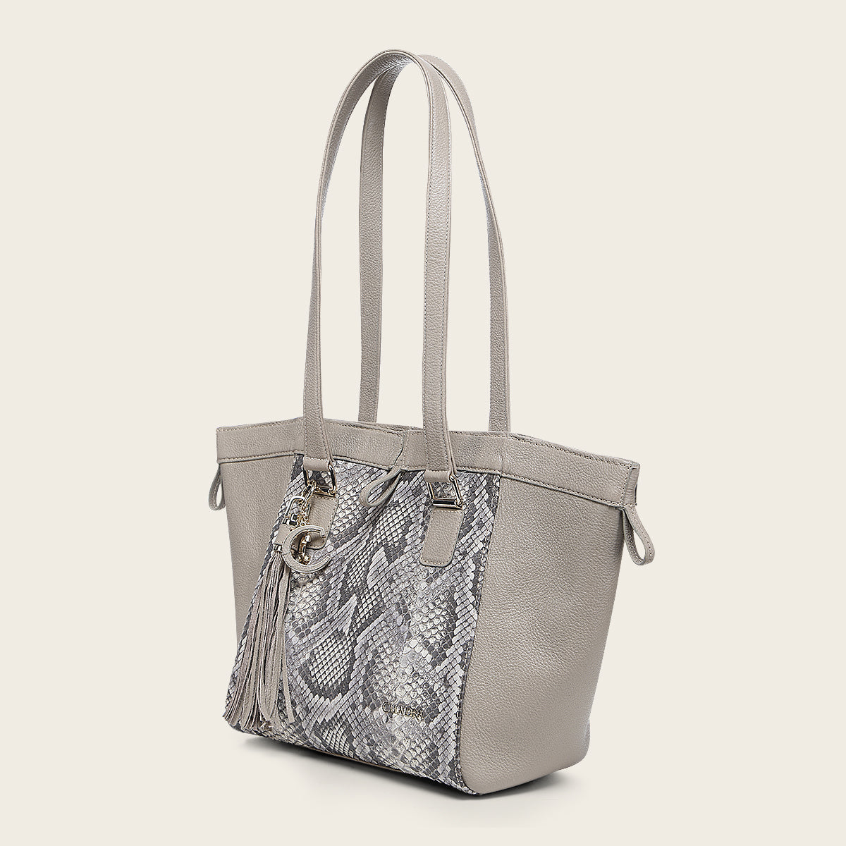 Bolso tote en piel genuina de pitón para dama