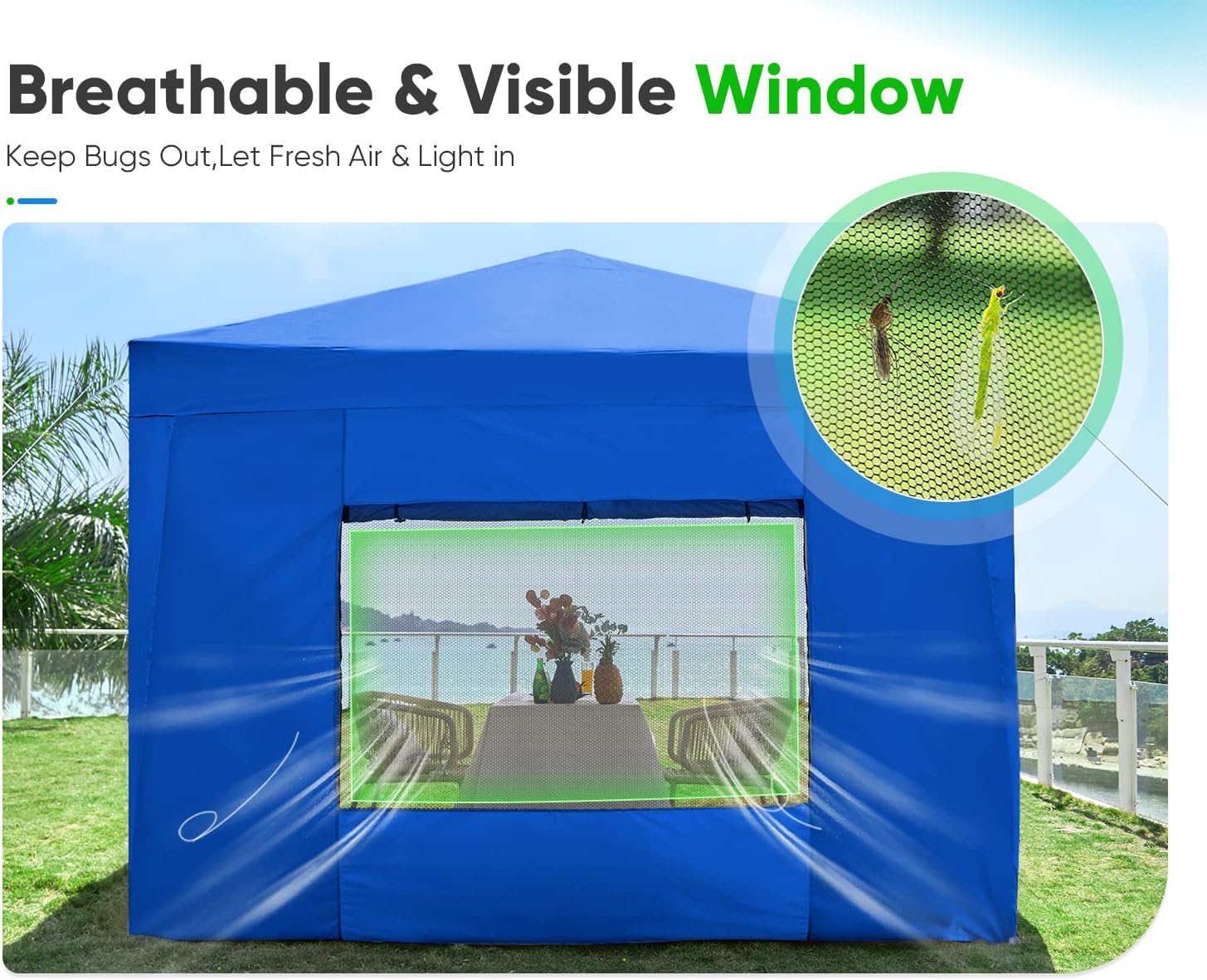 Quictent - Tienda de campaña desplegable de privacidad de 10 x 10 pulgadas con paredes laterales y ventanas ventiladas enrollables, configuración para una persona, fácil refugio para eventos