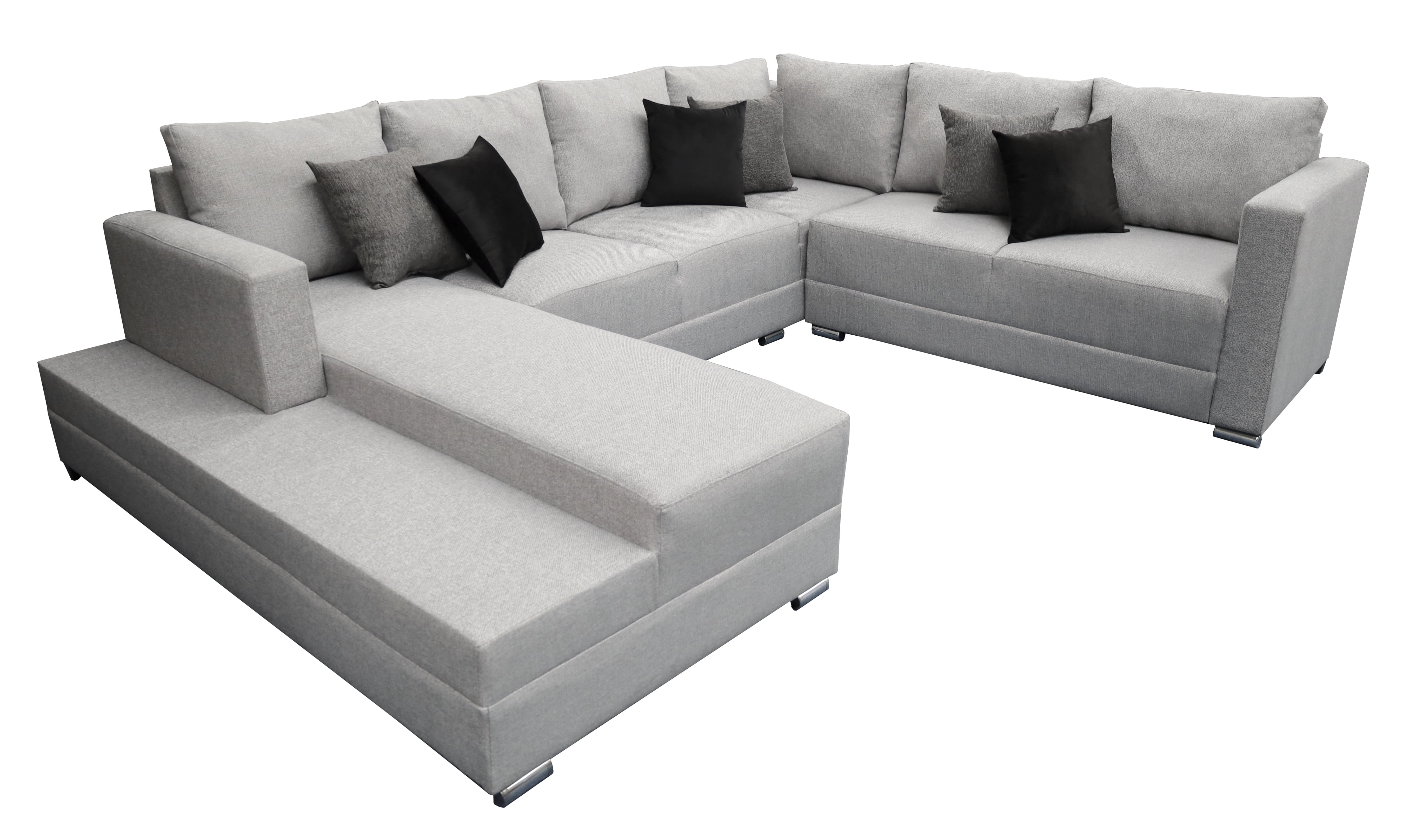 Sala esquinera en U El Bazar Store modelo Corbel gris oxford 4 salas en 1