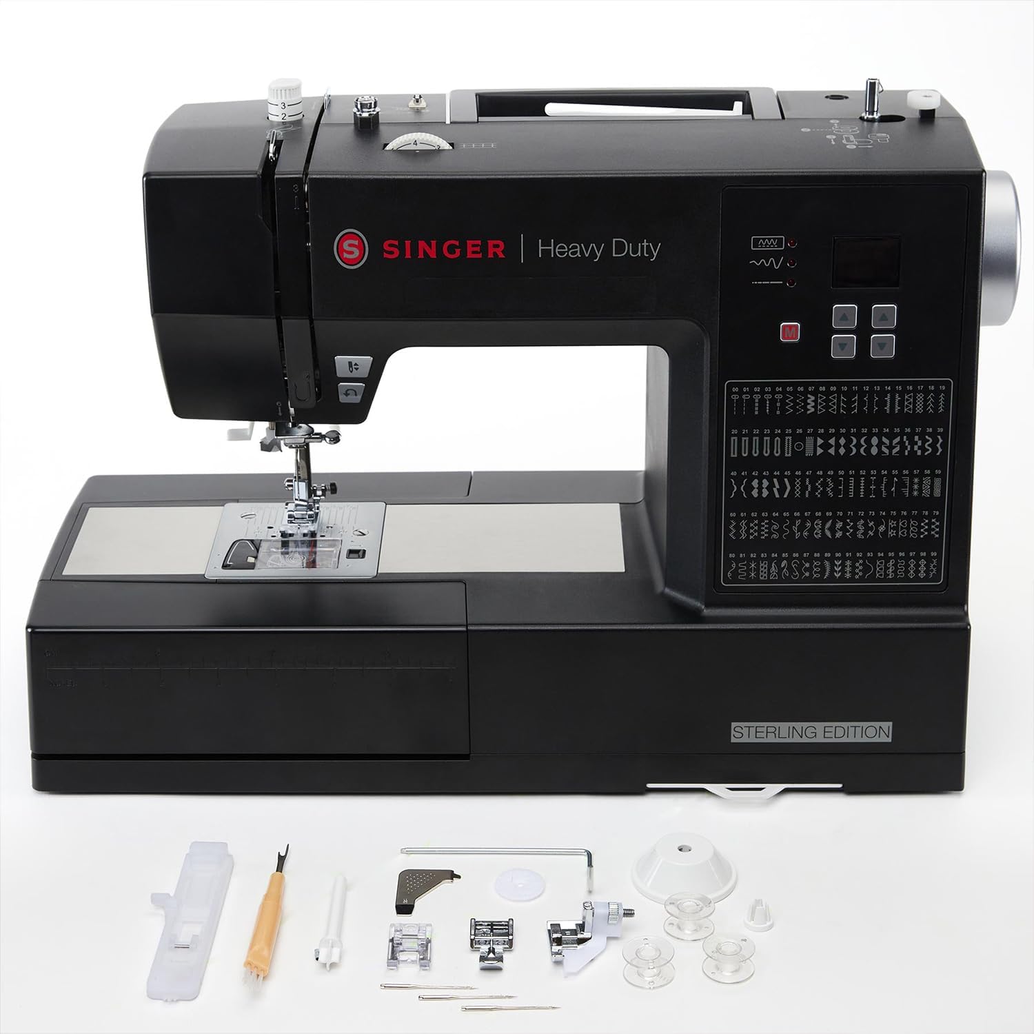SINGER Máquina de coser de ley 6600C resistente con kit de accesorios, motor fuerte con potencia de perforación mejorada, aplicaciones de 215 puntadas, marco de metal completo, visualización LCD y