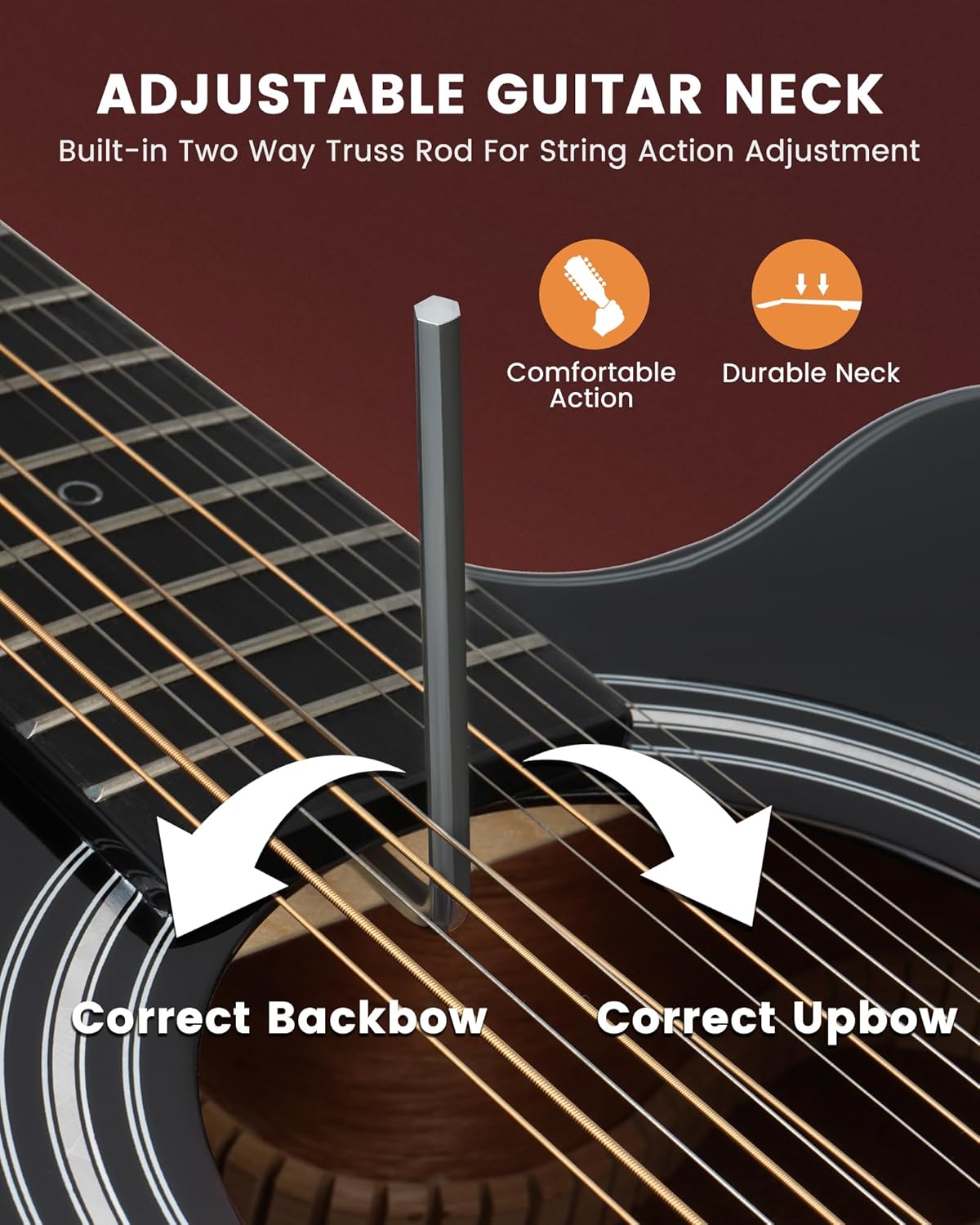 Fesley Guitarra de 12 cuerdas, guitarras eléctricas acústicas de tamaño completo para adultos, guitarra de abeto superior acústica, paquete de guitarra recortada con bolsa de concierto, púas, cuerdas, correa, natural