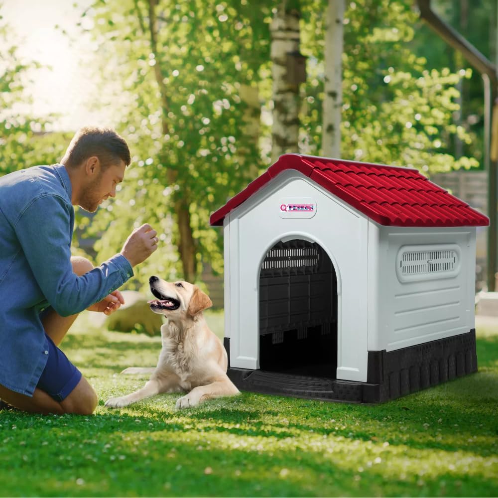 Q PERRON | Casa para Perro Grande |Plástico Alta Calidad y Durabilidad| Resistente al Exterior |Medidas 105 X 88 X 100 Cm