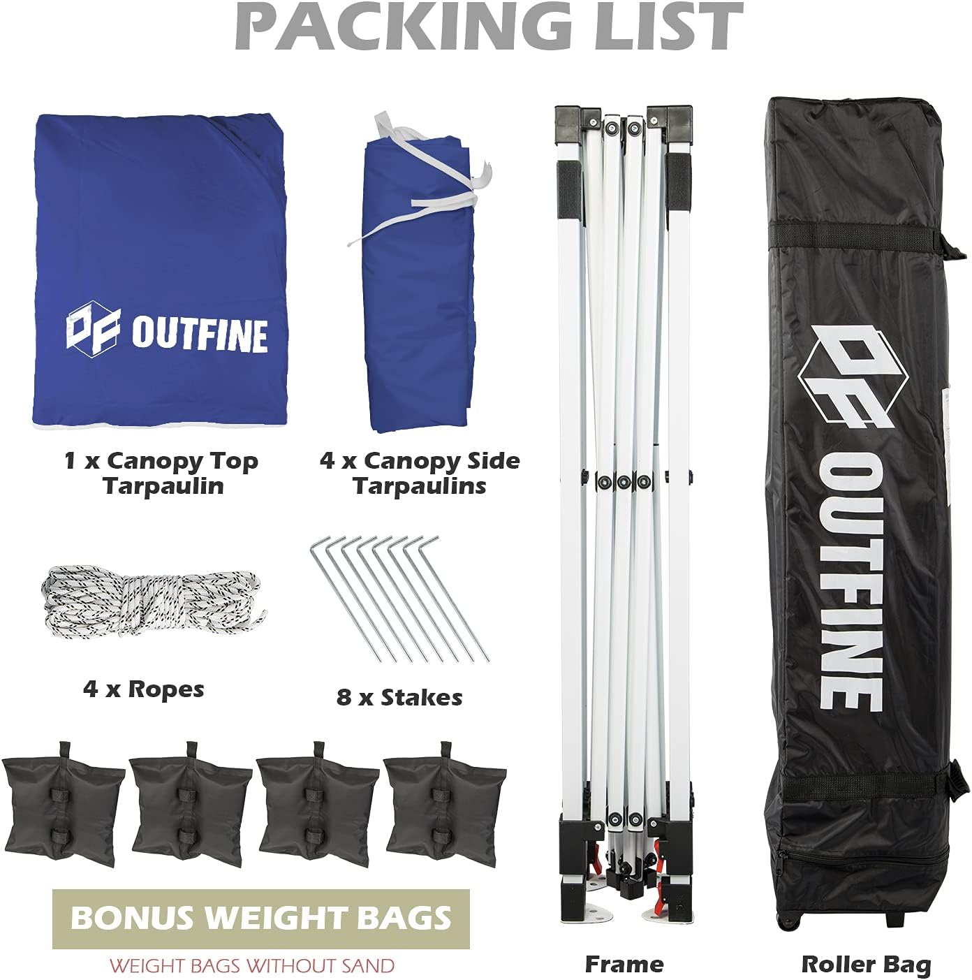 OUTFINE - Toldo desplegable de 10 x 10 pies, para cenador instantáneo, totalmente impermeable, toldos para fiestas al aire última intervensión con 4 paredes laterales extraíbles, estacas x 8, cuerdas x 4 (negro, 10 x 10 pies)