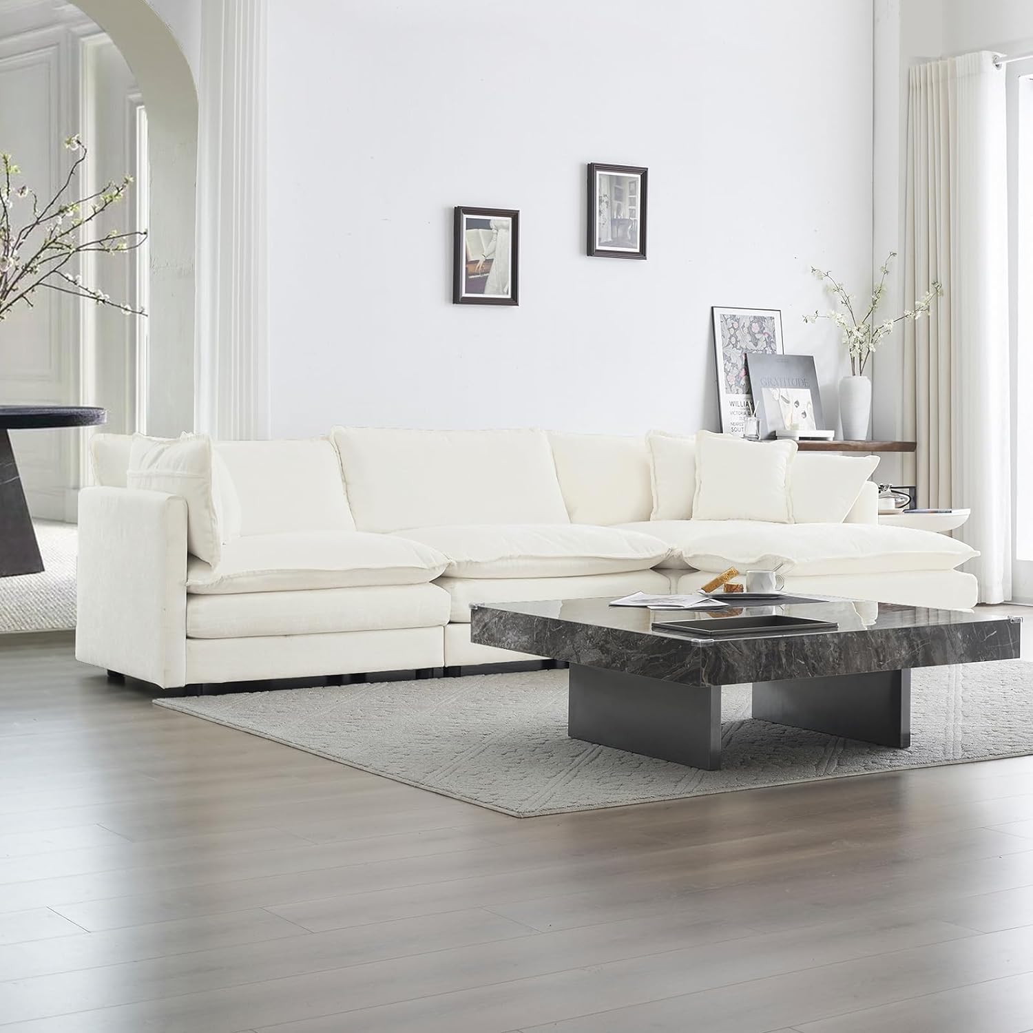 Neylory - Sofá de dos plazas con 2 almohadas para sala de estar, recámara, departamento, 2 plazas de felpilla para asiento profundo