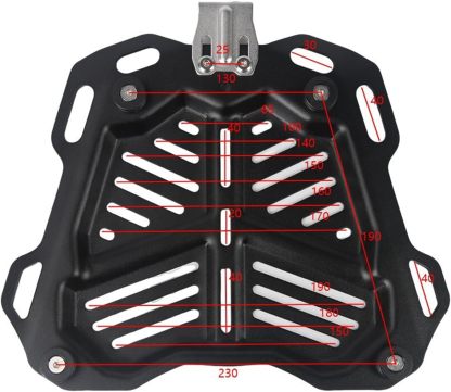 Labwork - Caja trasera para motocicleta de 45 l, con placa de montaje, aleación de aluminio dura, cierre de seguridad contra robo, metal plateado, caja trasera para maletero
