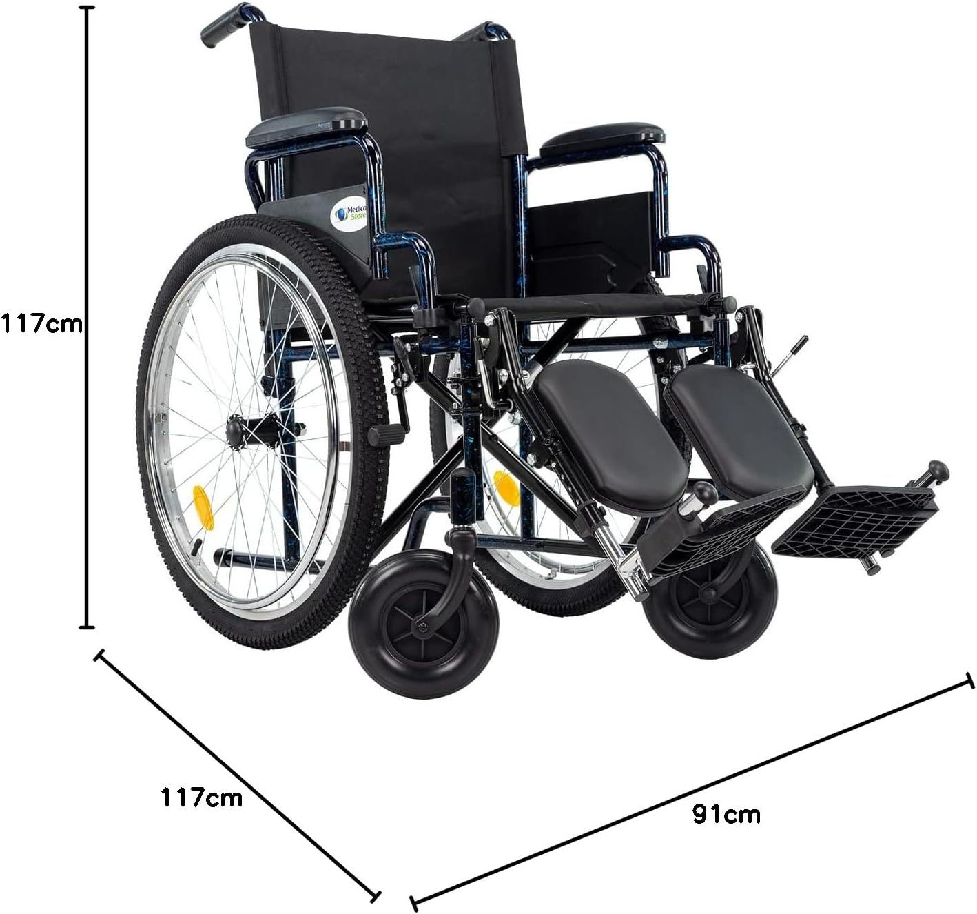 Medical Store Silla de Ruedas TODO TERRENO de Lujo, Modelo 101, Acero Resistente, Con Eleva piernas Desmontables y Descansabrazos Abatibles Color Rojo.…
