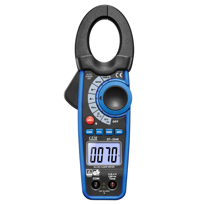 DT-3348 True RMS 1000A AC/DC Watt Clamp Meter | DC/AC Power Measurement | 240kW Power Range | CAT III 600V | 30mm Jaw