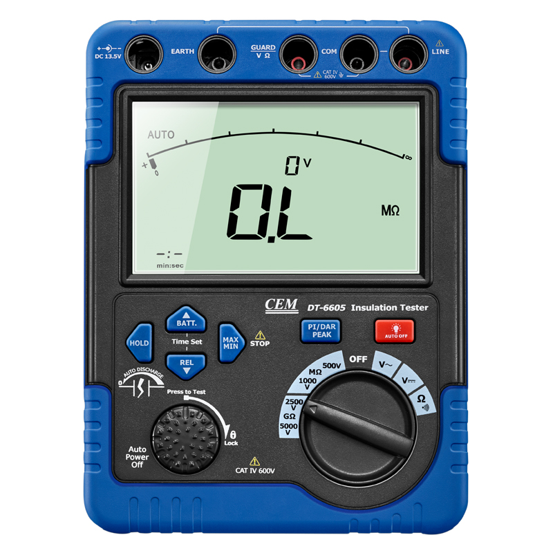High Voltage Insulation Tester 6605 | 5000V/60GΩ | CAT IV 600V | Polarization Index