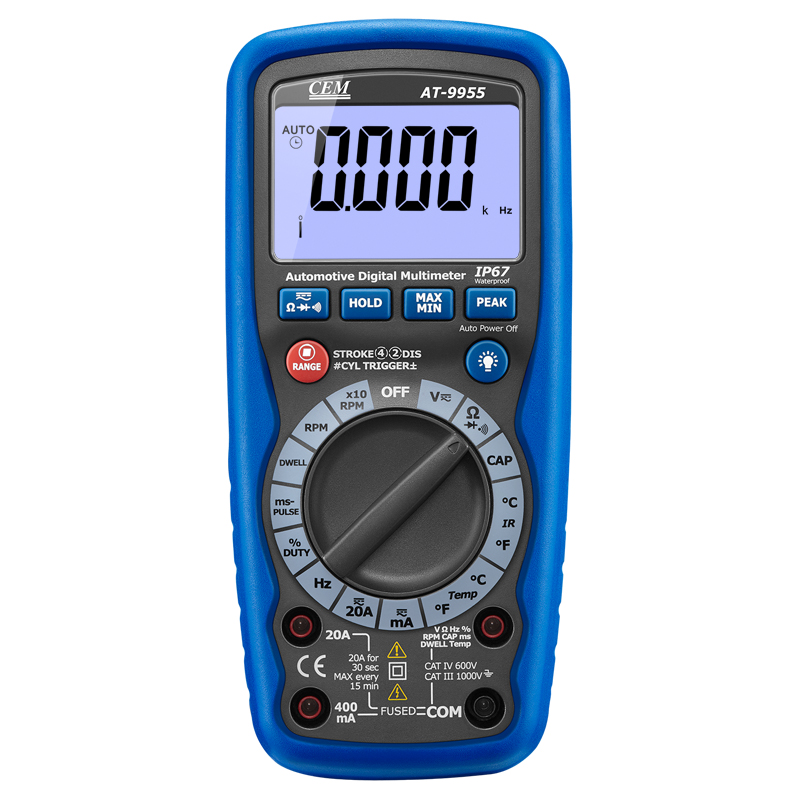AT-9955 Automotive Digital Multimeter with IR Thermometer | RPM, Dwell, Duty Cycle | 4000 Counts LCD