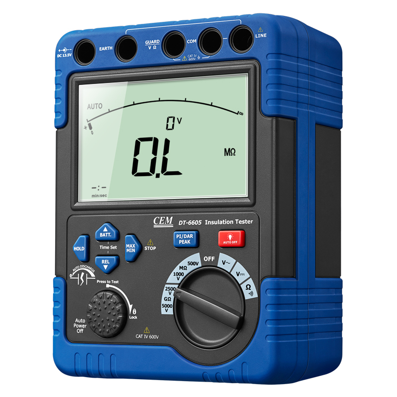 High Voltage Insulation Tester 6605 | 5000V/60GΩ | CAT IV 600V | Polarization Index