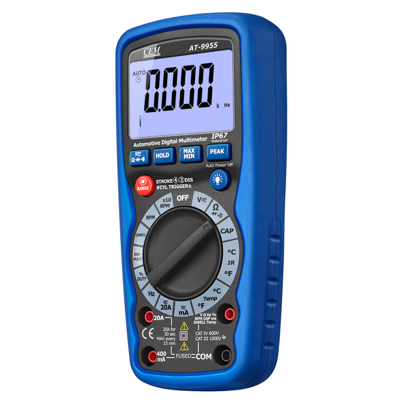 AT-9955 Automotive Digital Multimeter with IR Thermometer | RPM, Dwell, Duty Cycle | 4000 Counts LCD