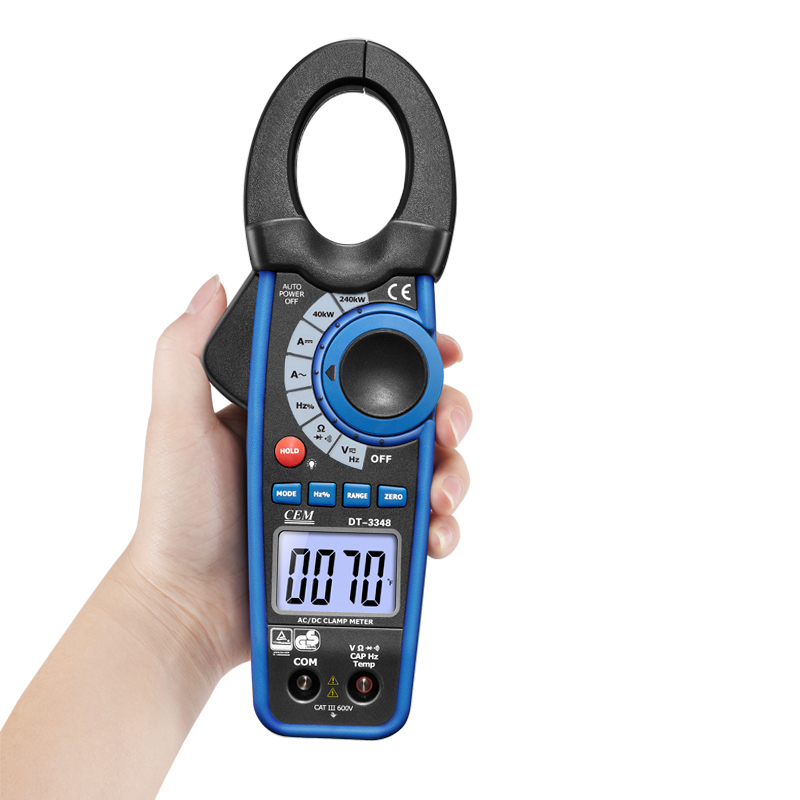 DT-3348 True RMS 1000A AC/DC Watt Clamp Meter | DC/AC Power Measurement | 240kW Power Range | CAT III 600V | 30mm Jaw