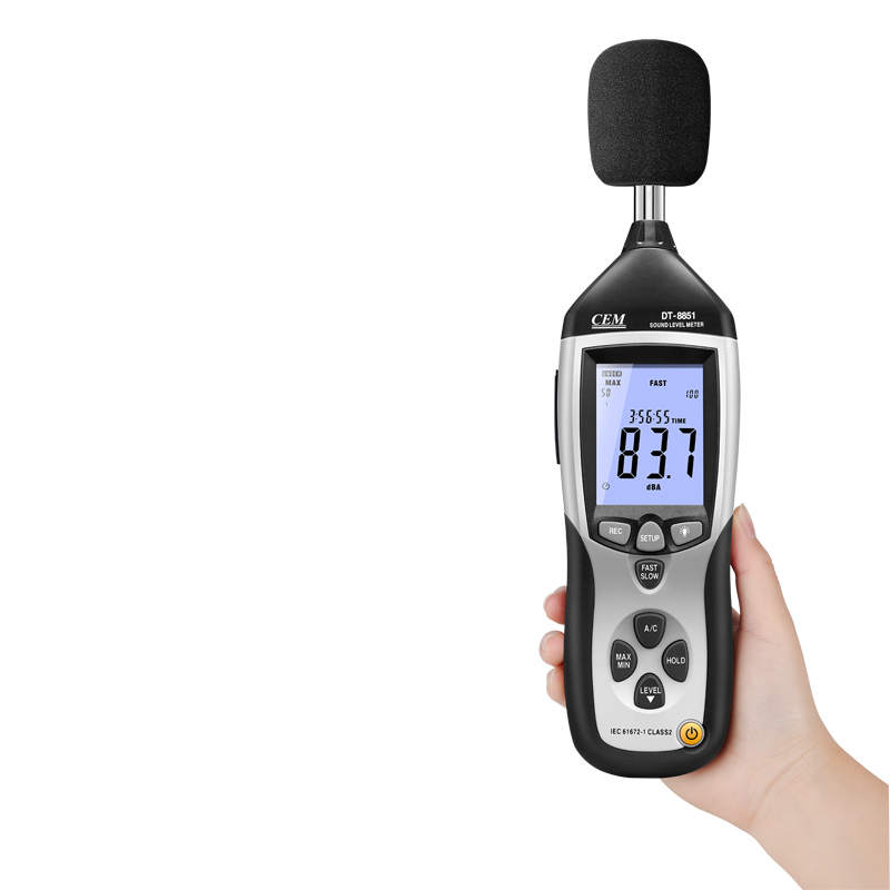 DT-8851 Sound Level Meter | IEC61672-1 Class 2 | 30-130 dB Range | A/C Weighting | FAST/SLOW Response