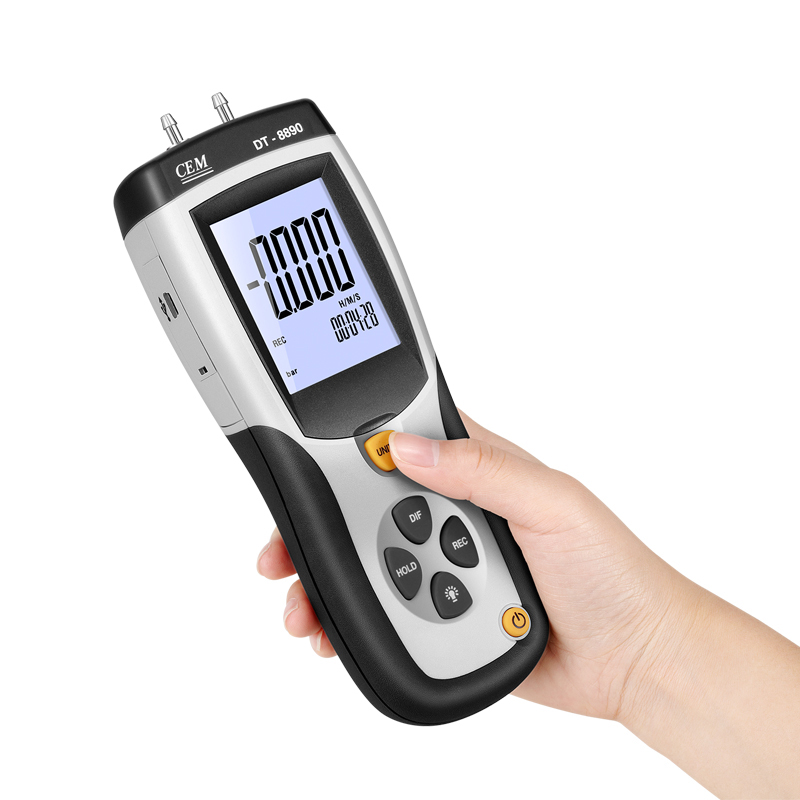 DT-8890 Differential Pressure Manometer | ±5 PSI Range | High Accuracy 0.3% FSO | 11 Pressure Units