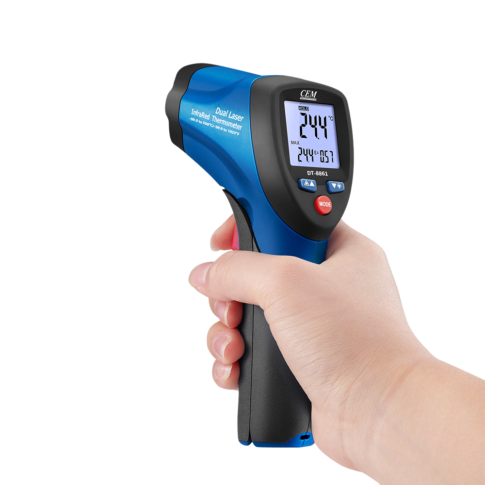 DT-8861 Dual Laser IR Thermometer | -50 to 550°C | 12:1 D:S Ratio | Adjustable Emissivity | 8861