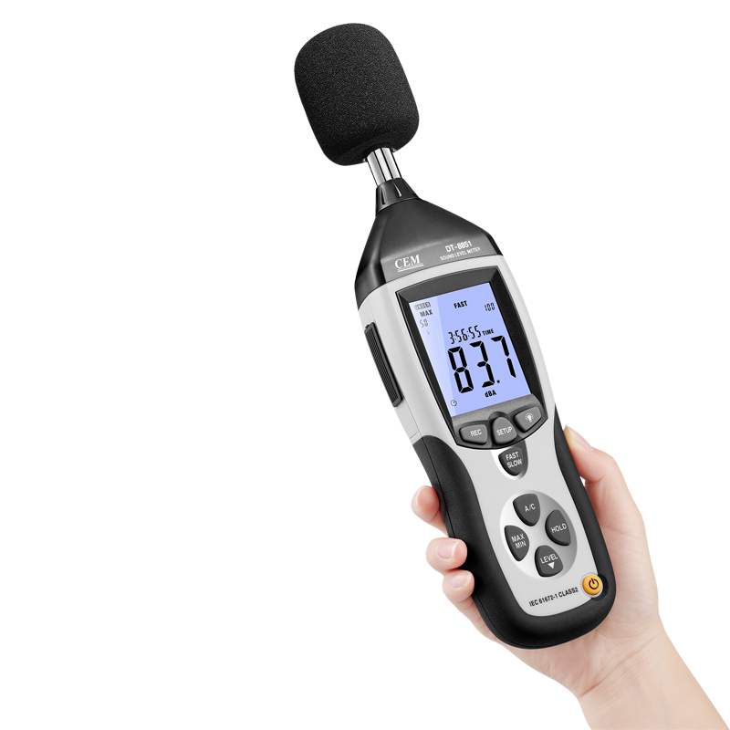 DT-8851 Sound Level Meter | IEC61672-1 Class 2 | 30-130 dB Range | A/C Weighting | FAST/SLOW Response
