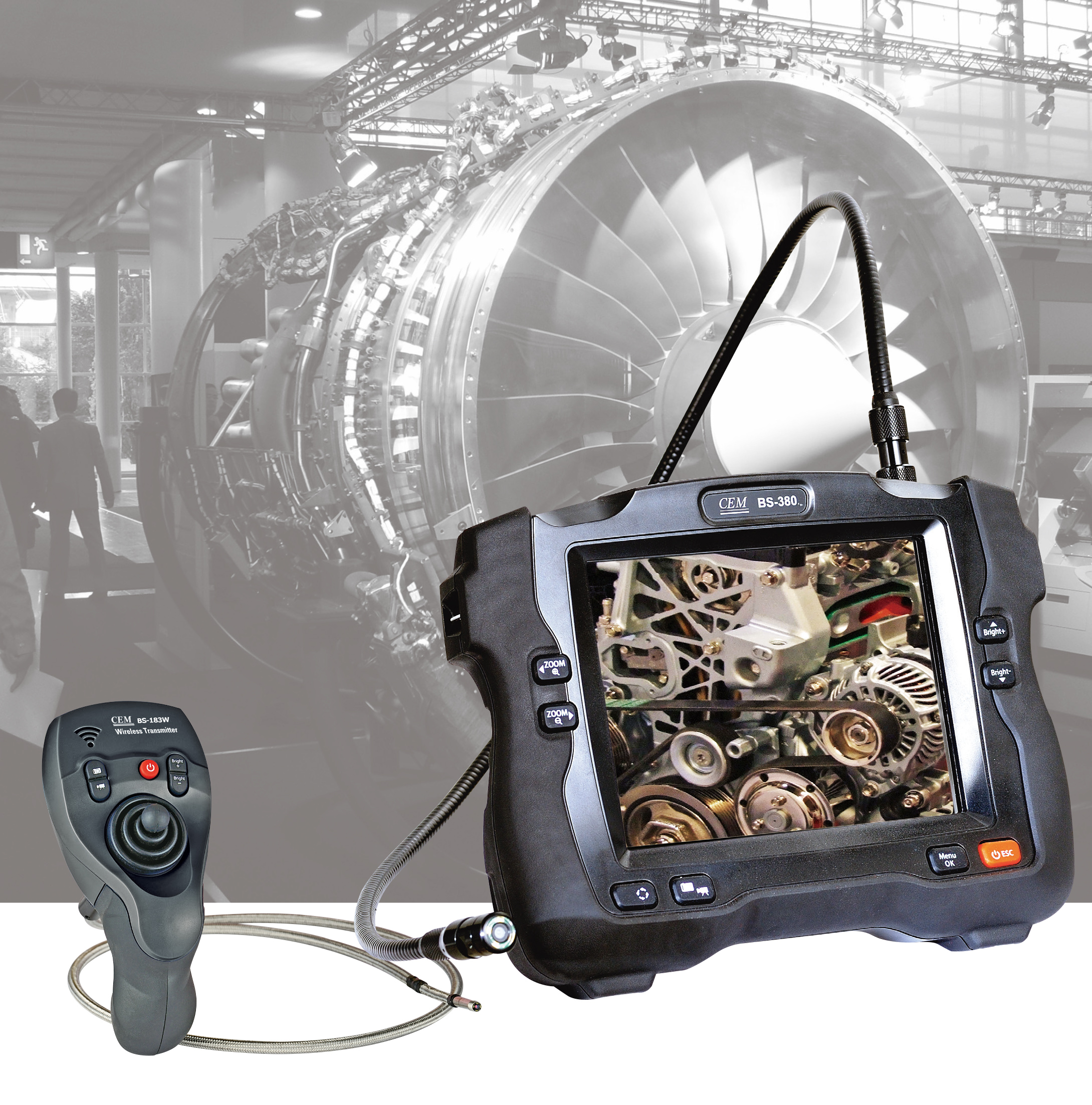 BS-380 High Definition Video Borescope | 8" LCD | 1080P Video | 4MP Photo | IP67 Waterproof