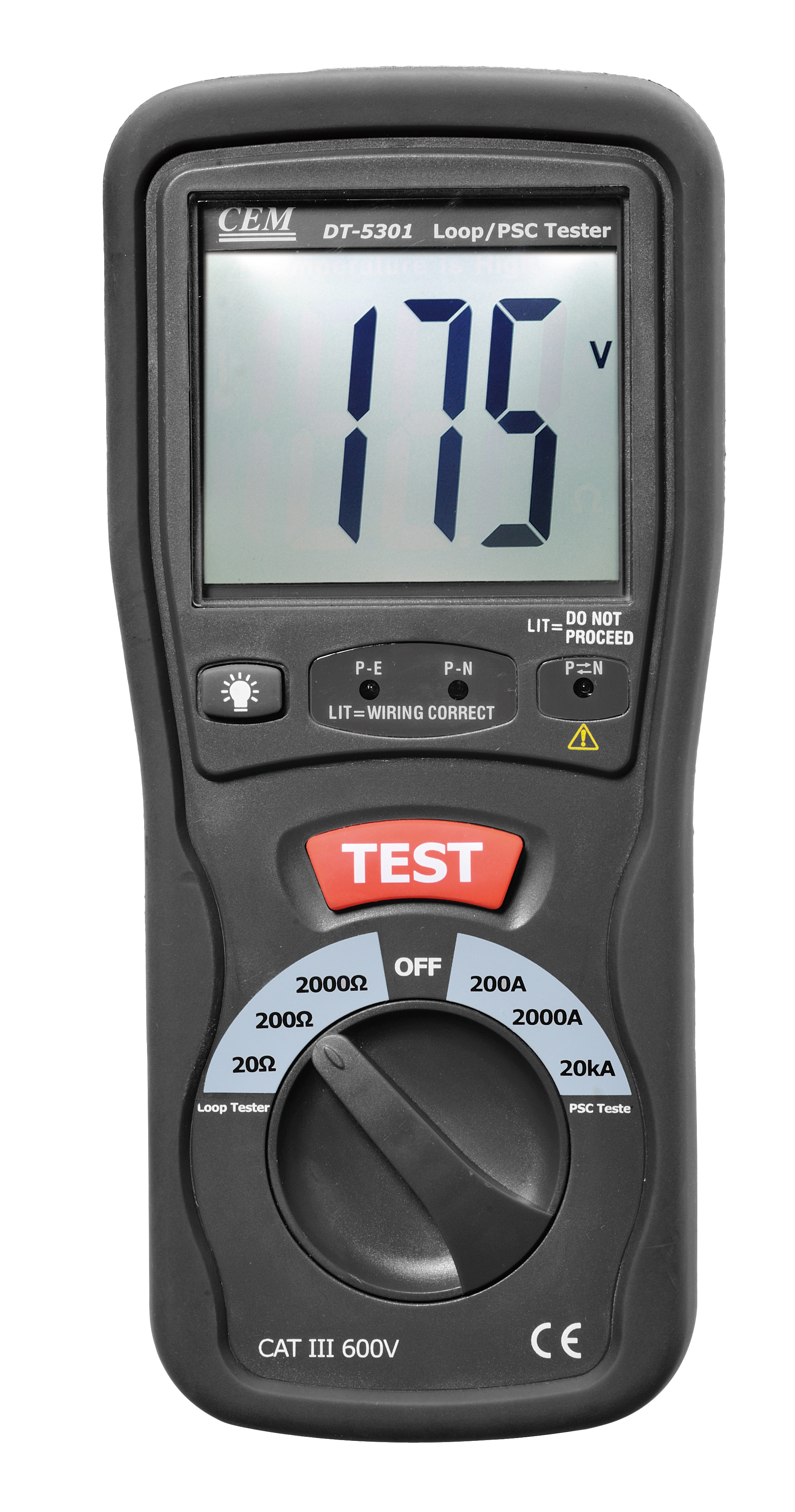 DT-5301 Loop/PSC Tester | 2000Ω Loop Impedance | 25A Test Current | CAT III 600V