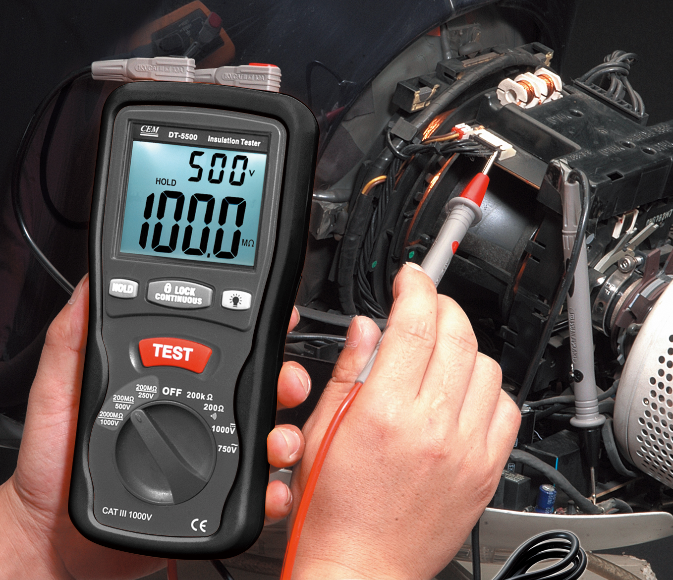 DT-5505 Insulation Tester | 4000MΩ Insulation Test | CAT III 1000V | Dual LCD Display | Auto-discharge Protection