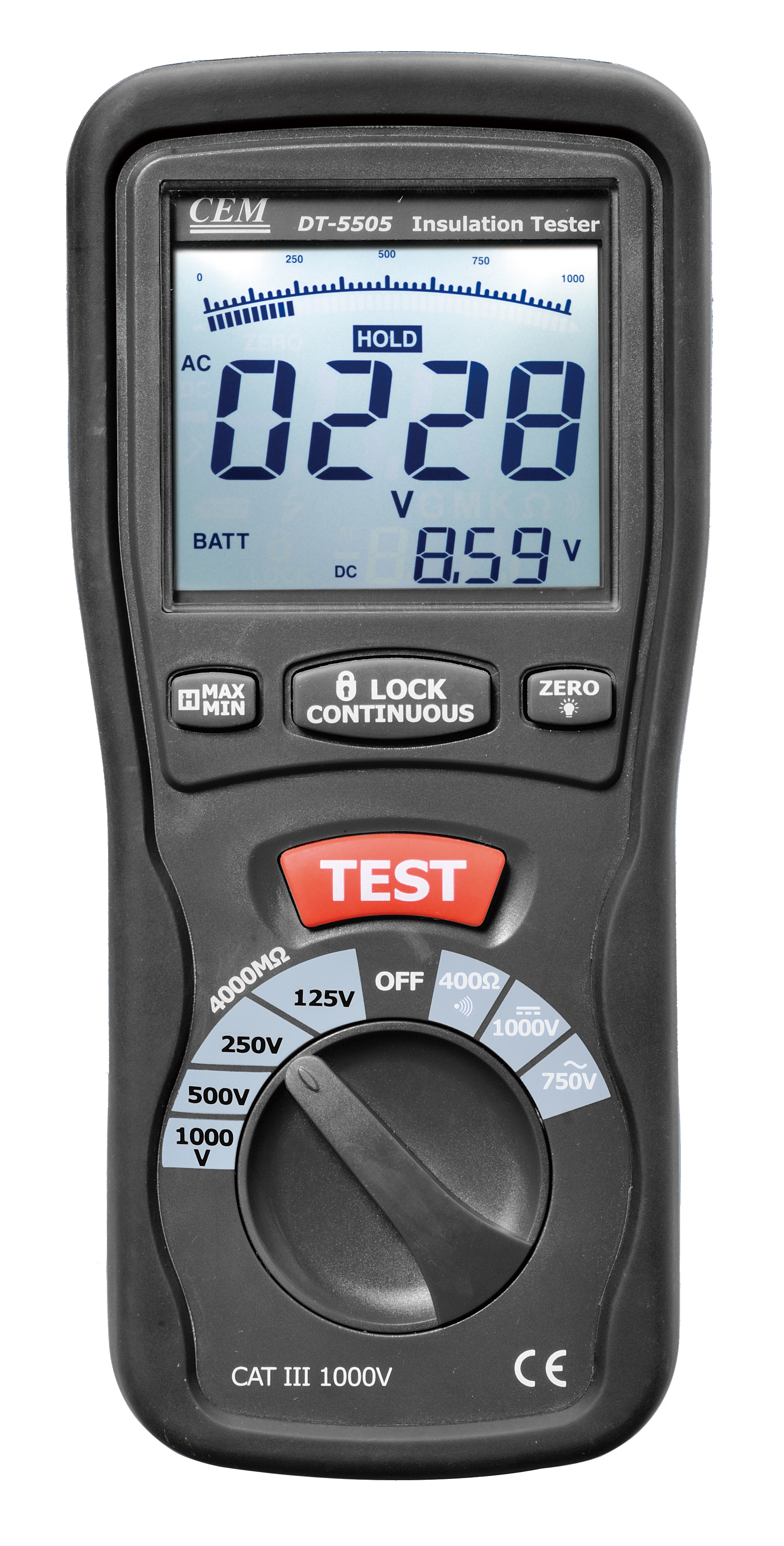 DT-5505 Insulation Tester | 4000MΩ Insulation Test | CAT III 1000V | Dual LCD Display | Auto-discharge Protection