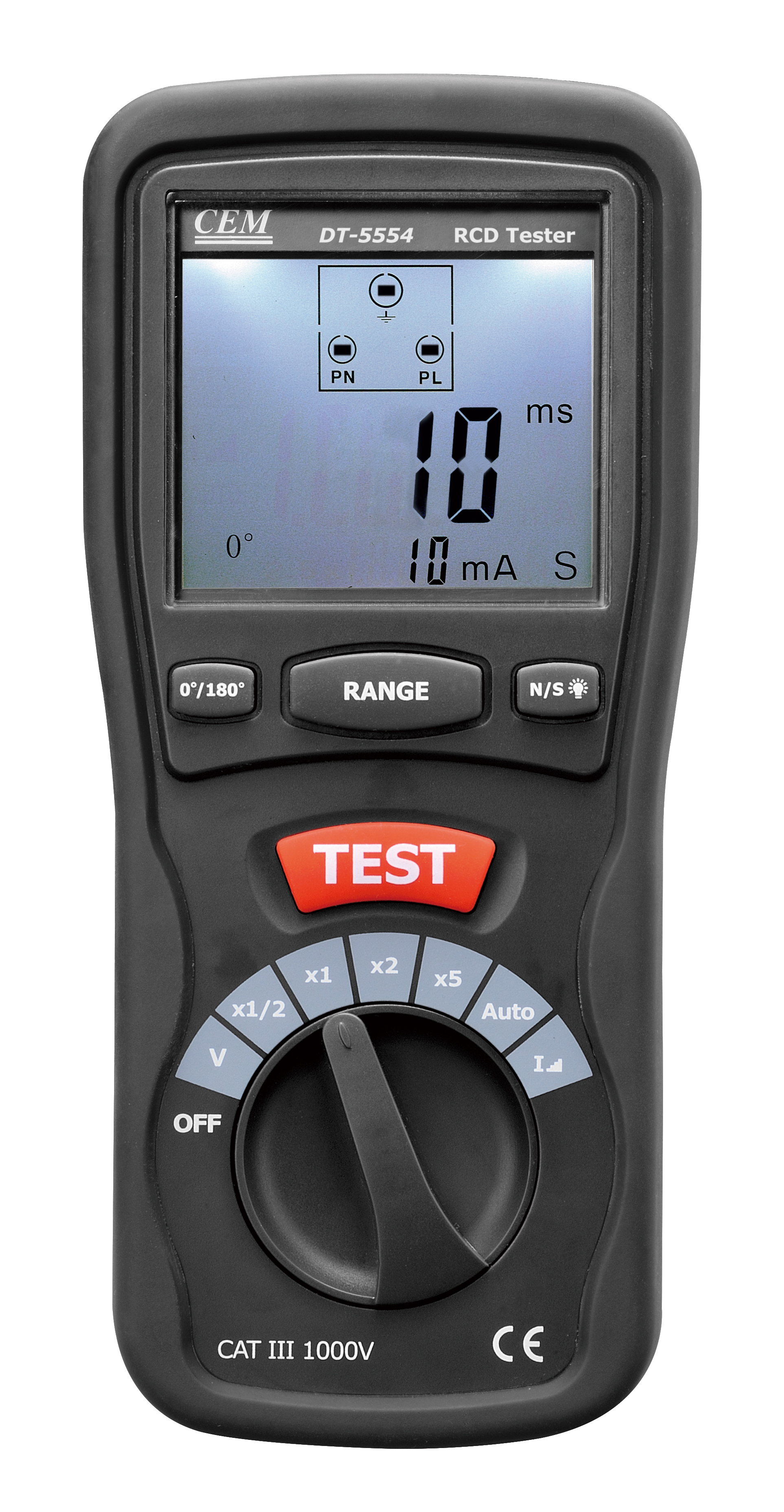 DT-5554 RCD Tester | 1A Test Current | Trip Time Measurement | CAT III 1000V