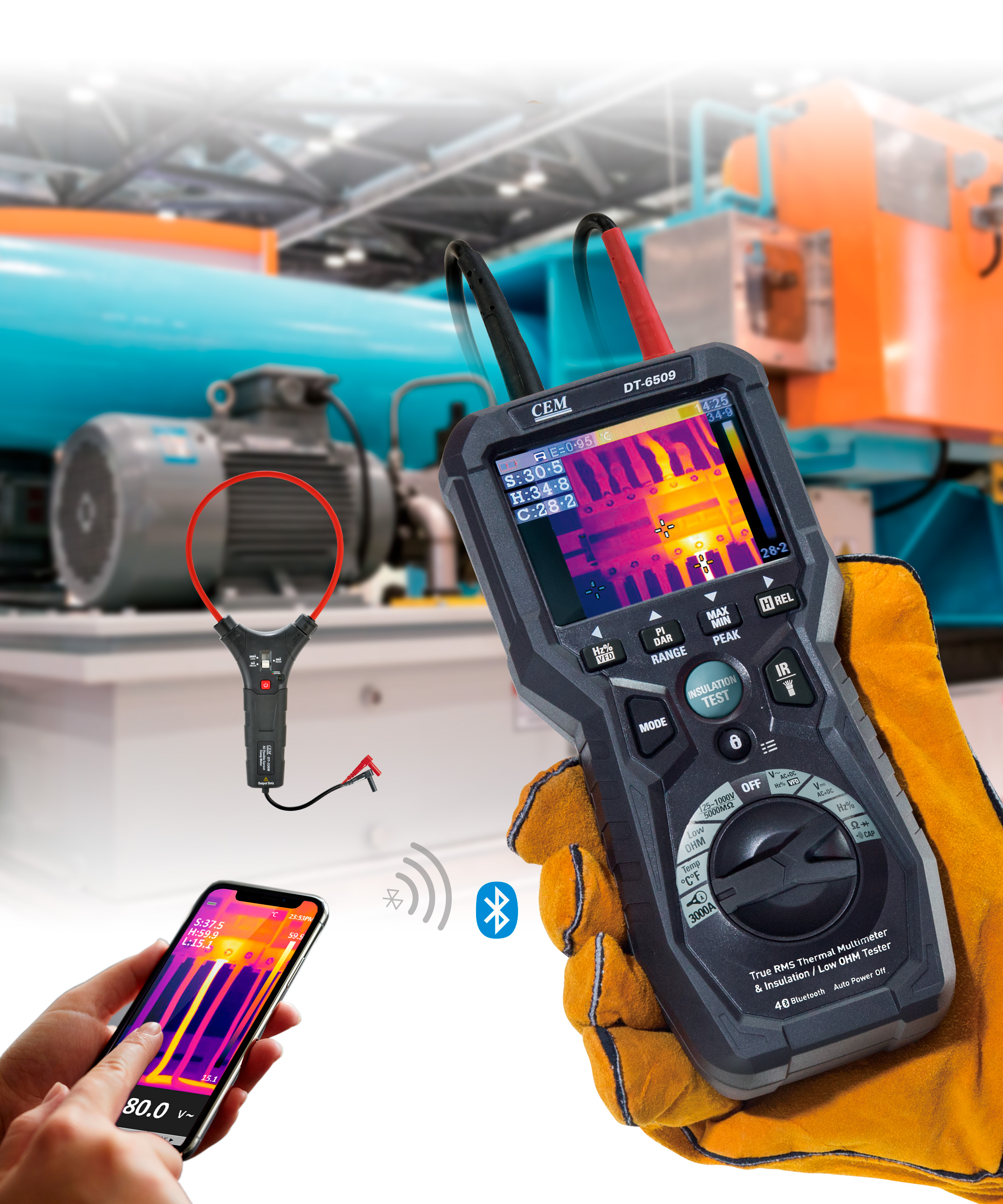 DT-6509 3-in-1 Insulation Tester with Thermal Camera | 120x120 IR | 5000MΩ Insulation Test | True RMS Multimeter | IP65 Rated