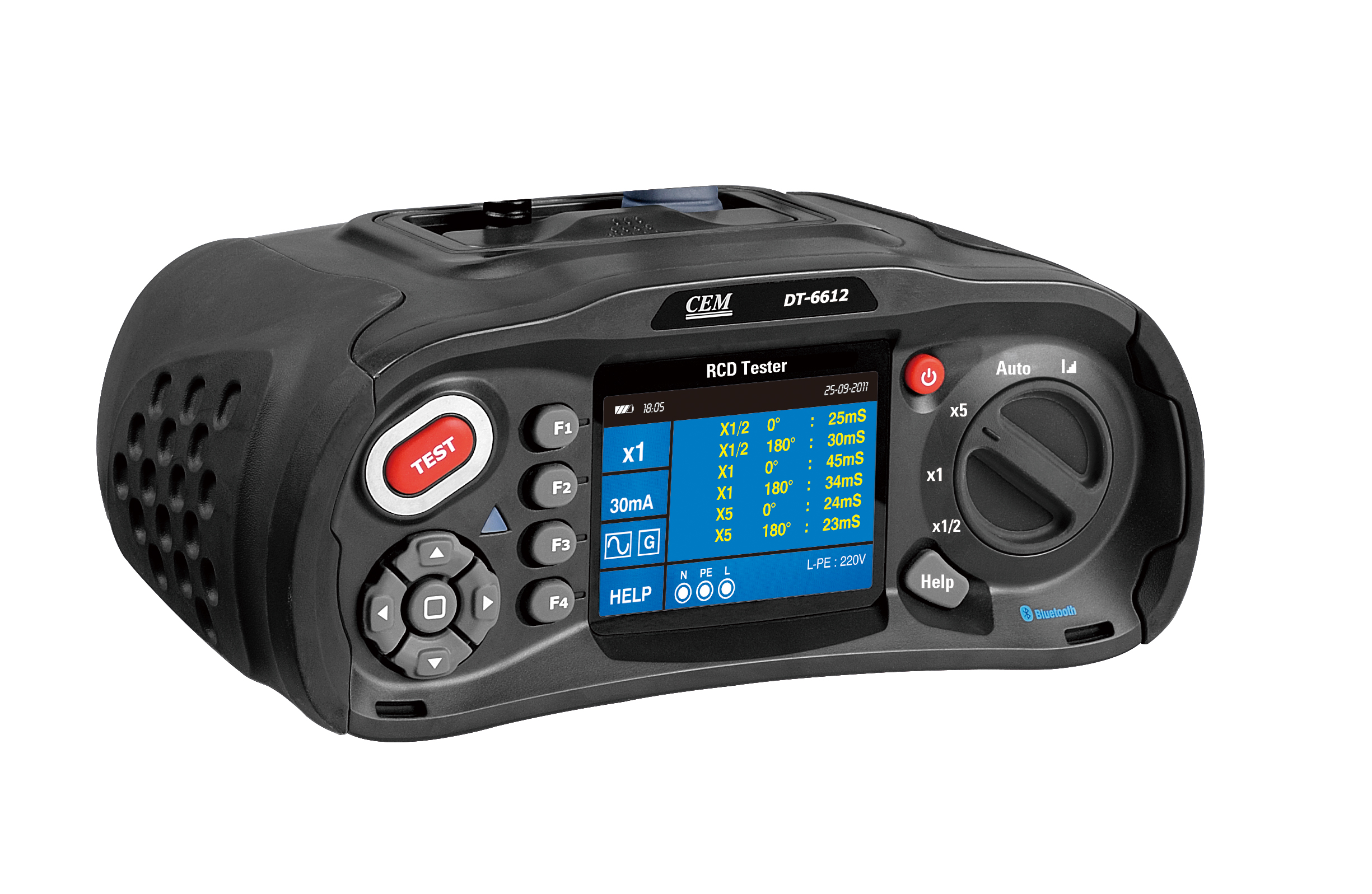 DT-6612 RCD Tester | Residual Current Device Tester | 10mA-1A Test Current | CAT IV 600V | EN 61010 Certified