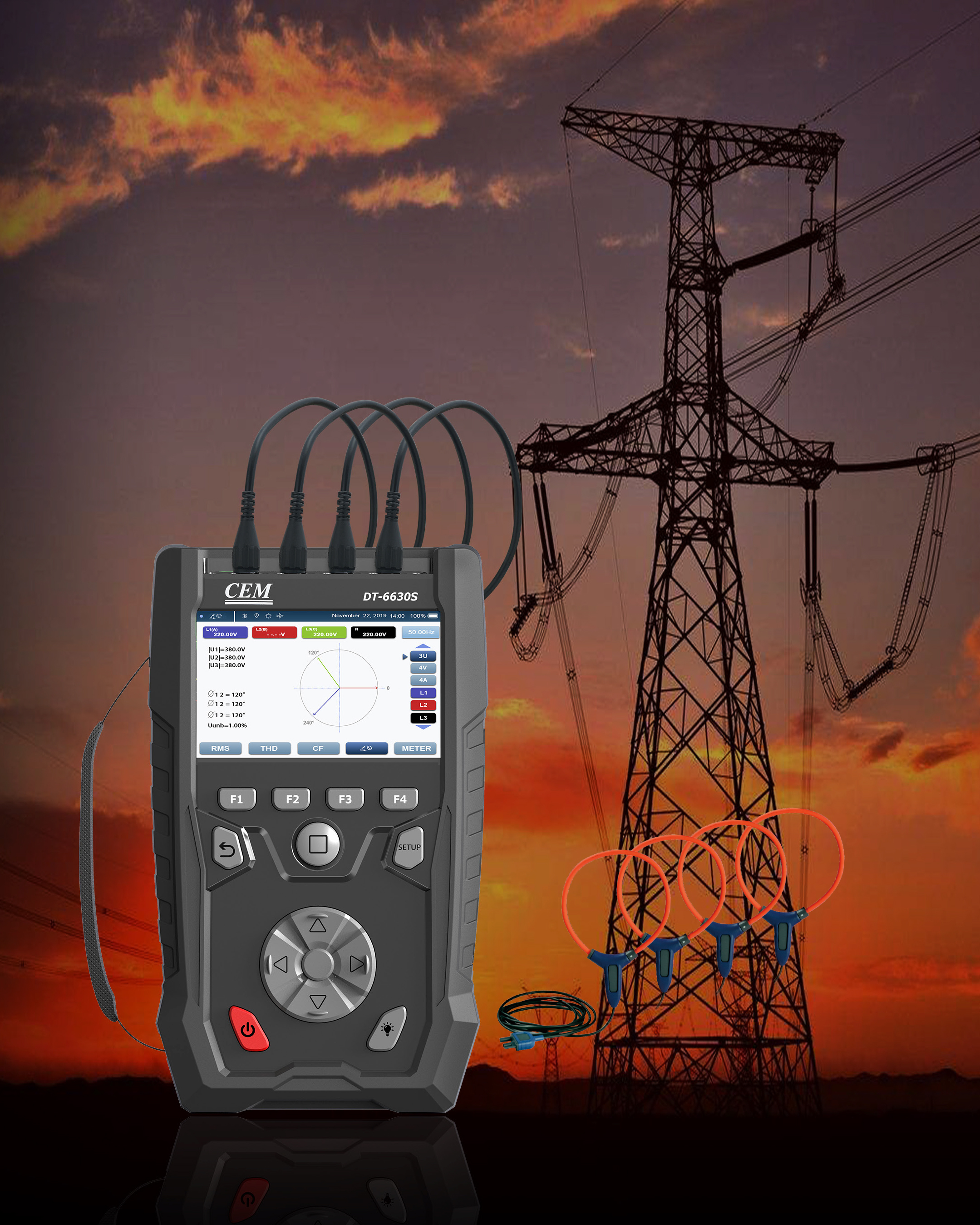 DT-6630S Three-phase Power Quality Analyzer | 6000A Range | 51st Harmonics | 16GB Memory