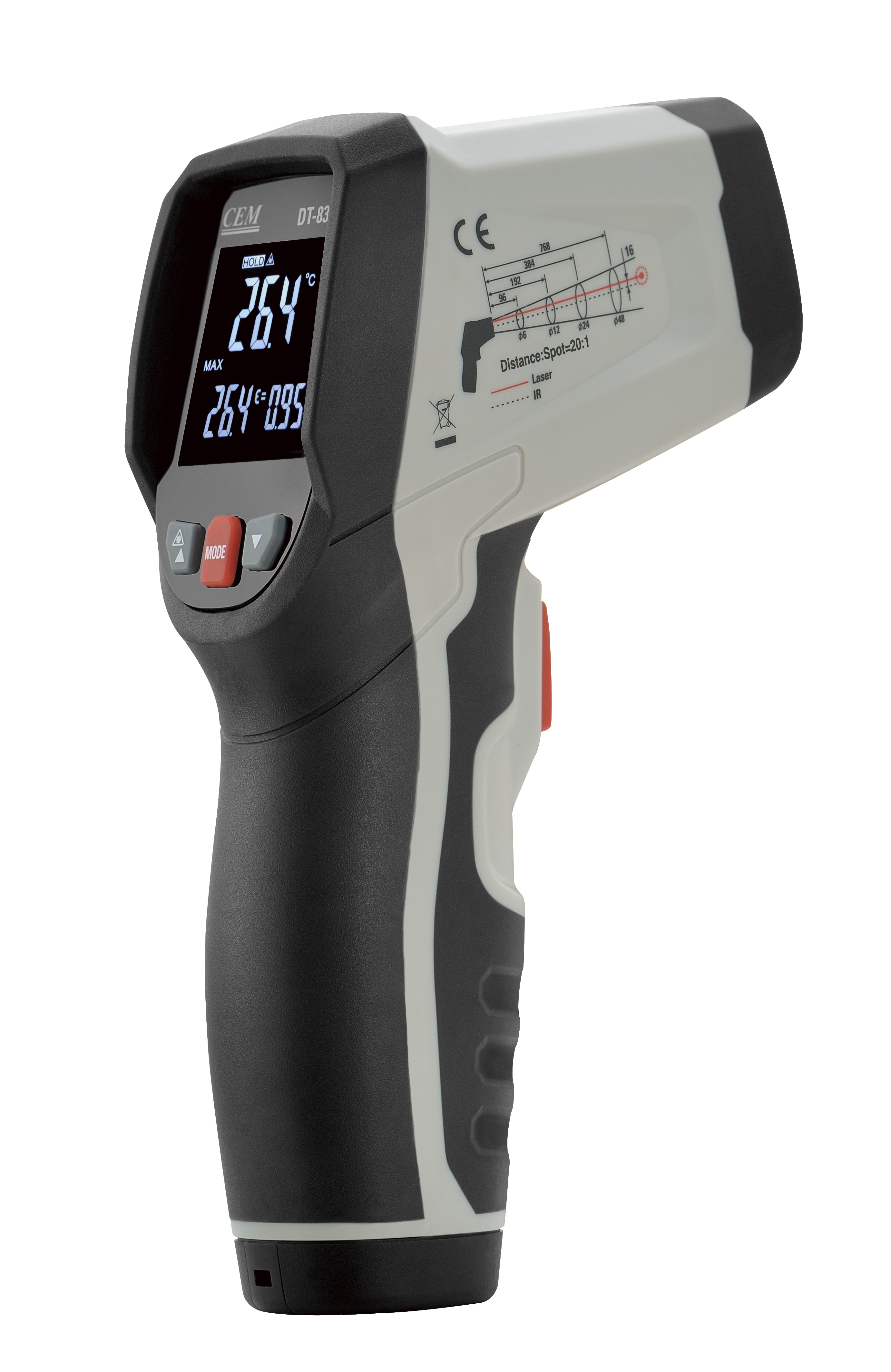 DT-836 High Temp IR Thermometer | -50 to 1000°C | 20:1 D:S | Circular Laser & Type-K | 836