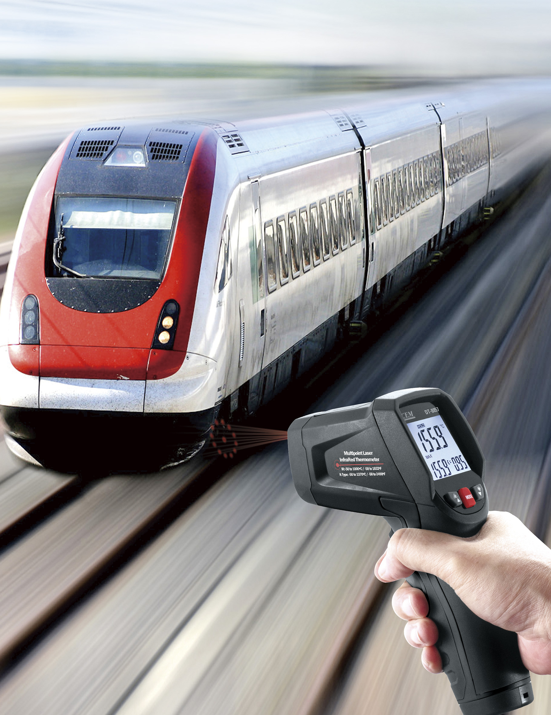 DT-8857 Heavy Duty IR Thermometer | -50 to 1000°C | 30:1 D:S | Circular Laser & Type-K | 8857