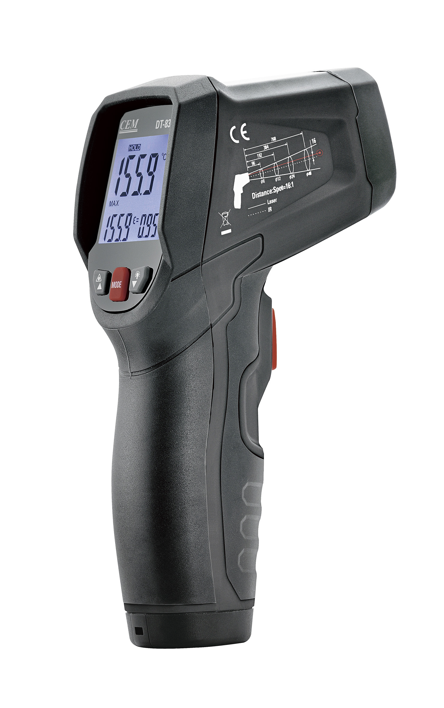 DT-8857 Heavy Duty IR Thermometer | -50 to 1000°C | 30:1 D:S | Circular Laser & Type-K | 8857