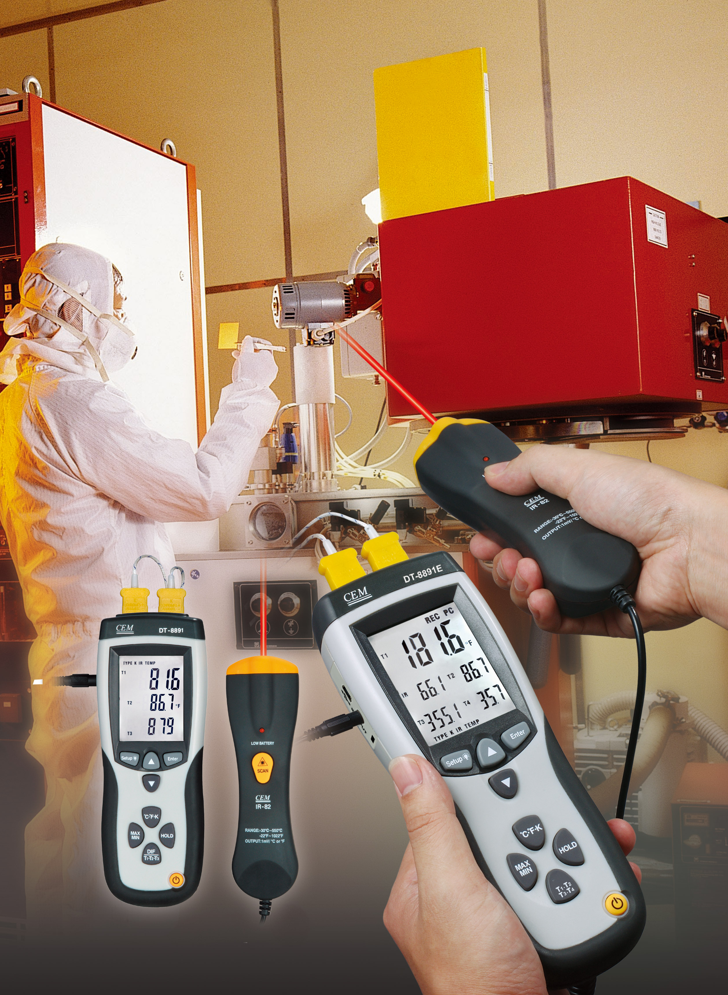 DT-8891E Ultimate Data Logging Thermometer | 4-Channel Type K & IR | USB | 18,000 Points/Channel