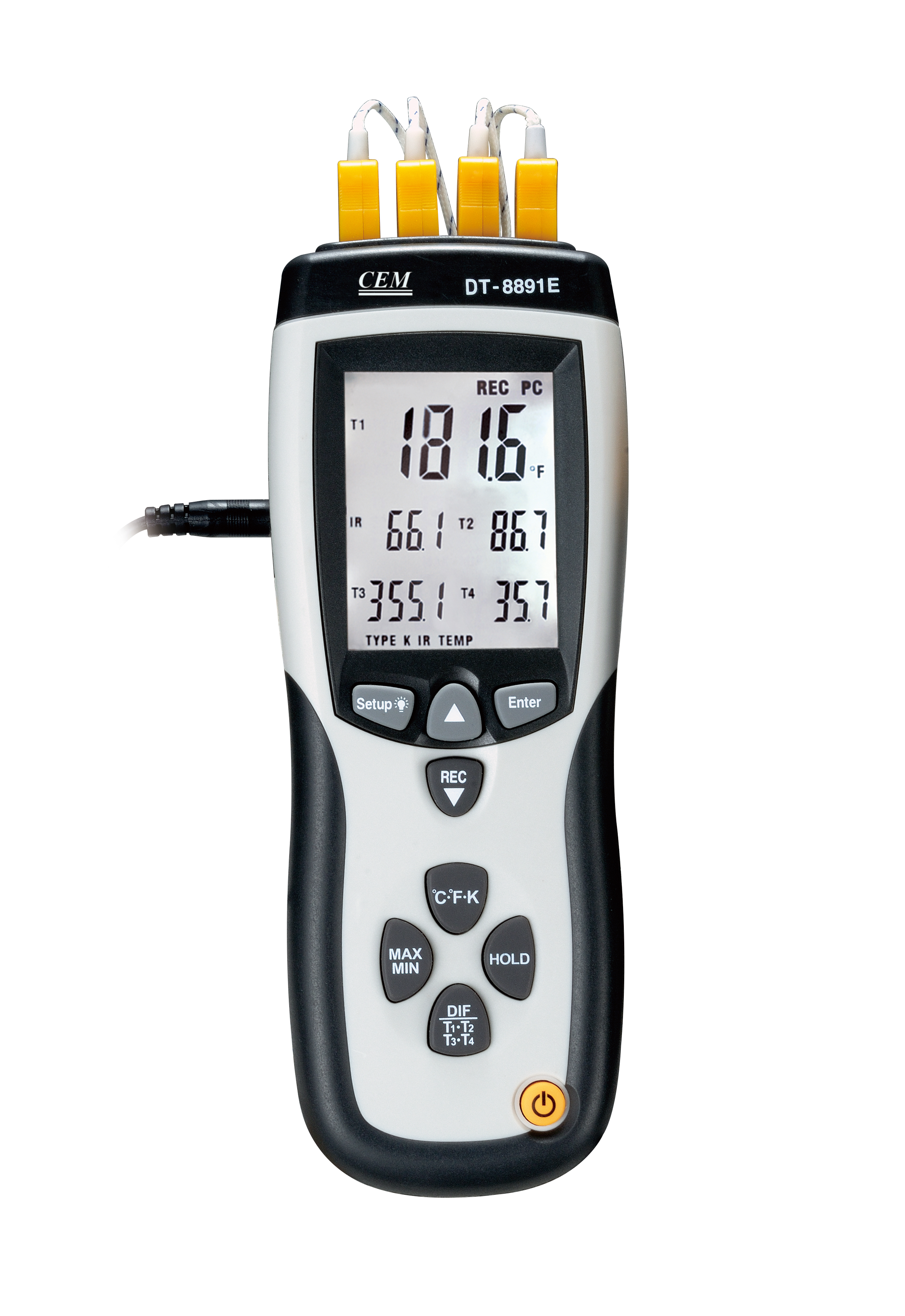 DT-8891E Ultimate Data Logging Thermometer | 4-Channel Type K & IR | USB | 18,000 Points/Channel