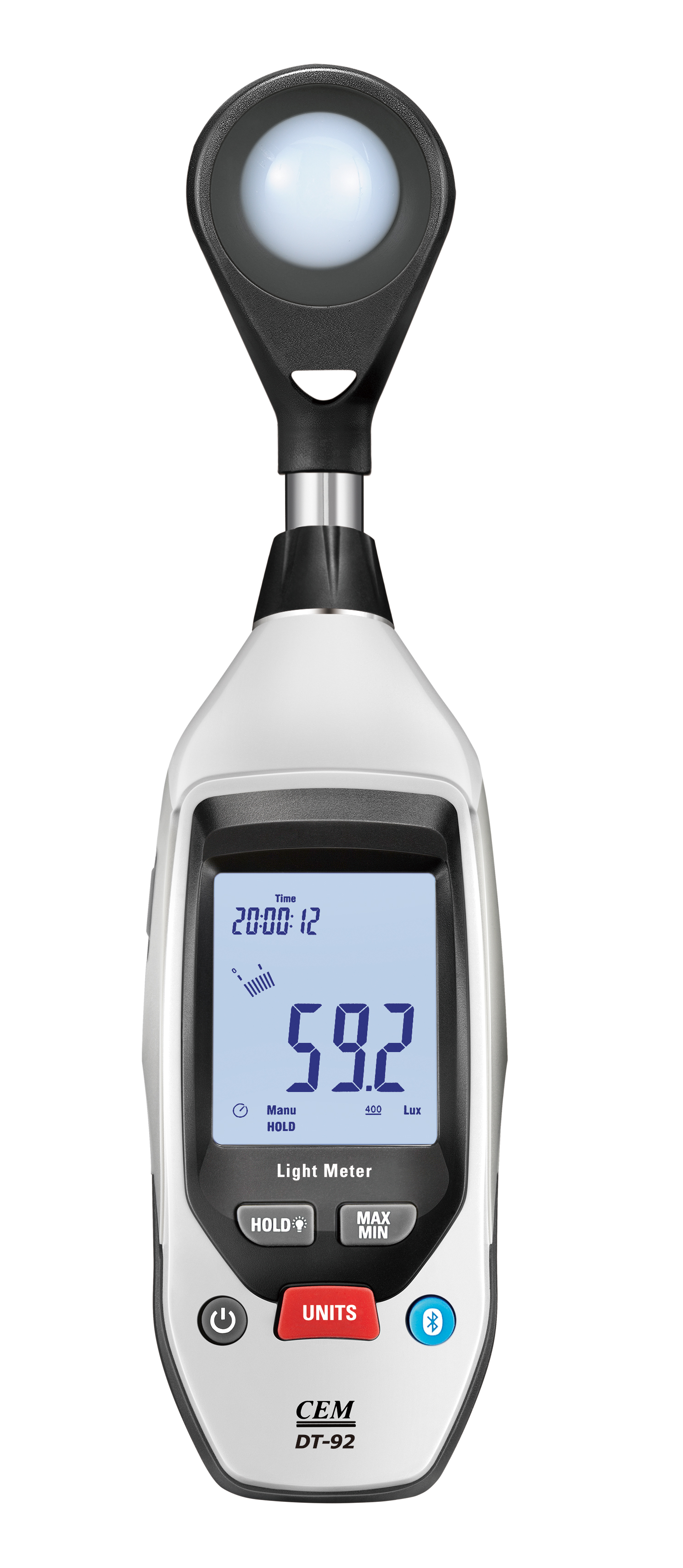 DT-92 Mini Light Meter | 40,000 Lux/Fc Range | Bluetooth Data Transfer | Handheld Lux Meter