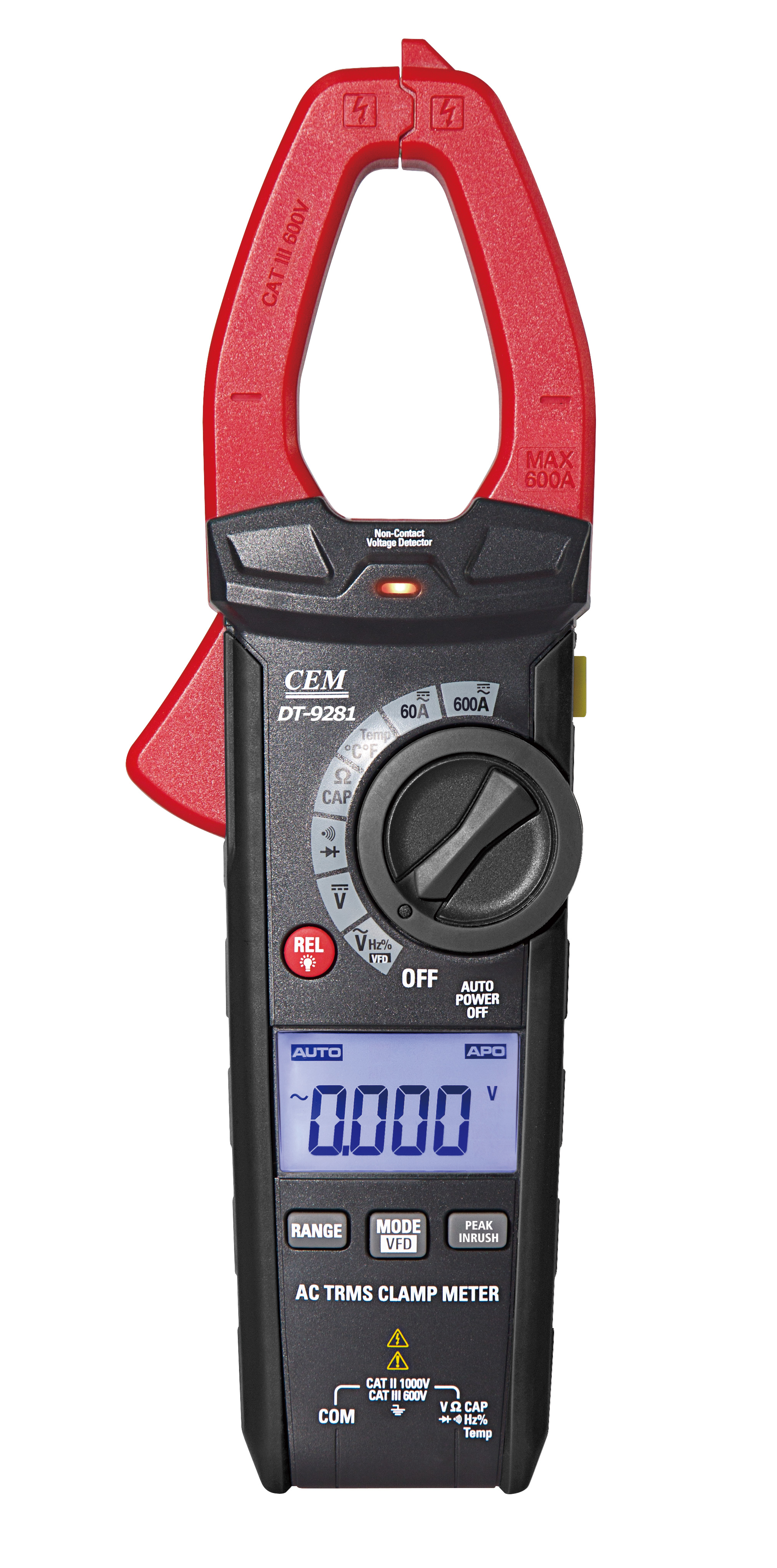 DT-9281/9281A Professional 600A AC/DC True RMS Clamp Meters | LoZ, Inrush & LPF