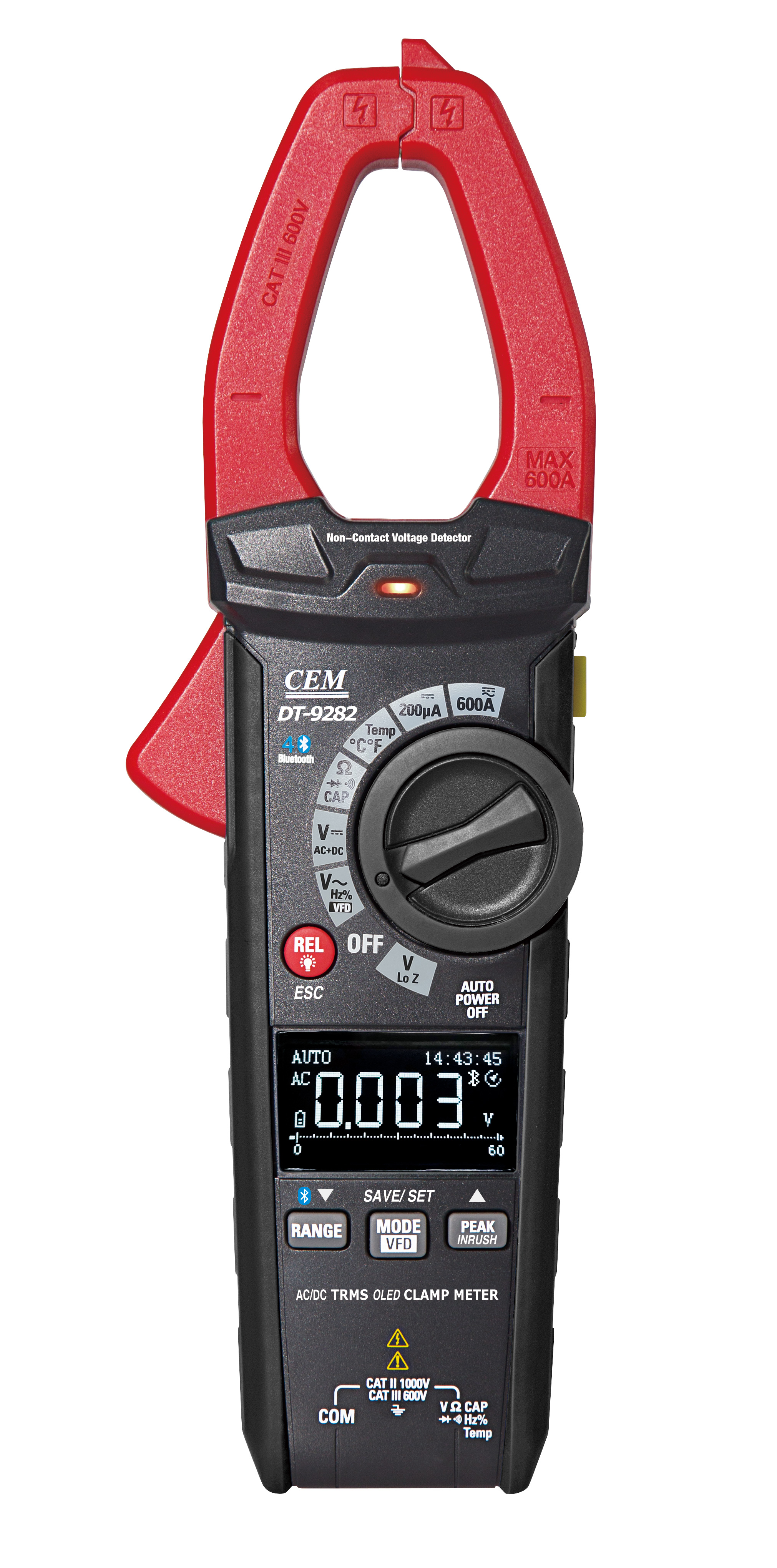 DT-9282 Advanced 600A AC/DC Clamp Meter | OLED Display & Bluetooth | LoZ, Inrush, LPF
