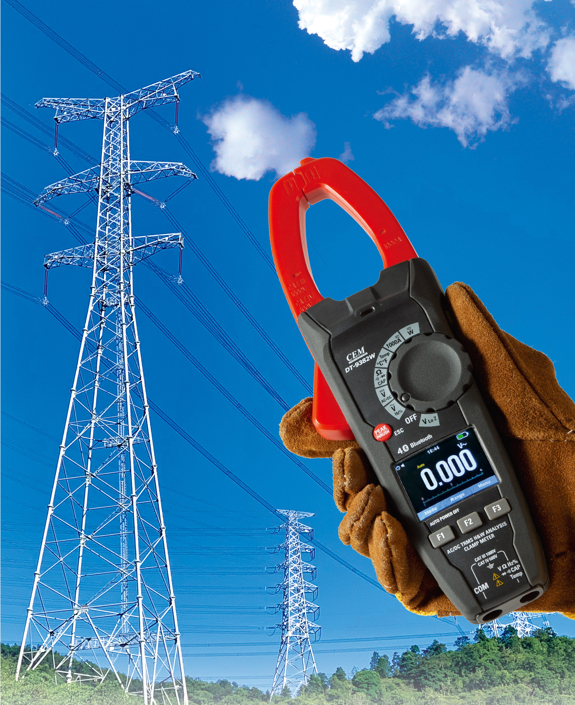 DT-9383W AC/DC True RMS Clamp Meter | 1000A Harmonic Analyzer | Power Quality Tester | Bluetooth | THD & Power Factor Measurement
