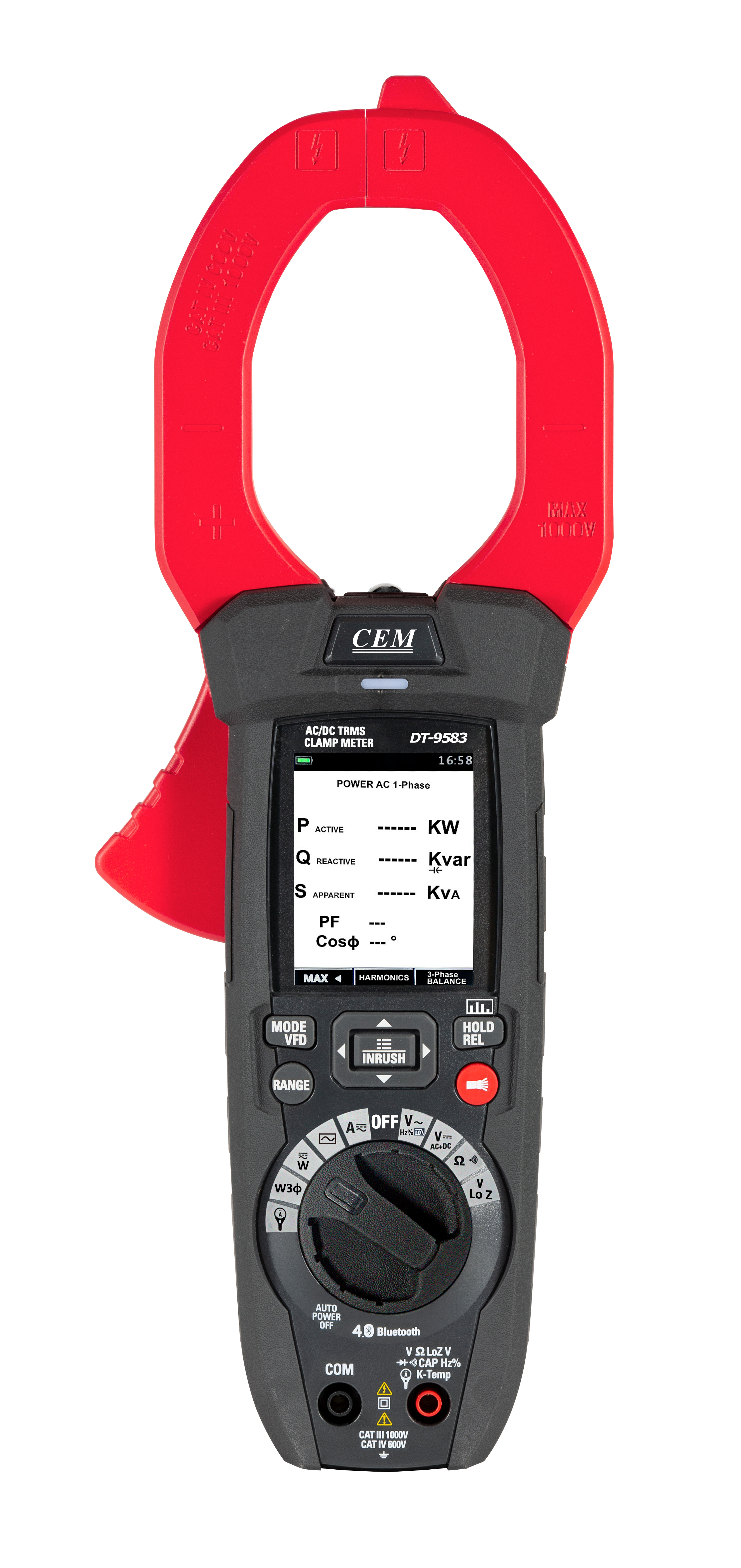 DT-9583 2000A Power Quality Clamp Meter | True RMS | Harmonic Analysis | Bluetooth | Data Logging | Oscilloscope Display