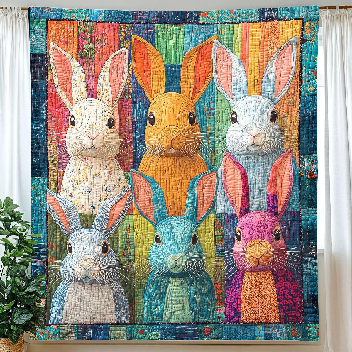 Colorful Bunnies Blanket - H289 - Premium Blanket
