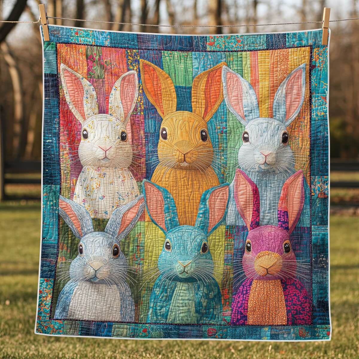 Colorful Bunnies Blanket - H289 - Premium Blanket