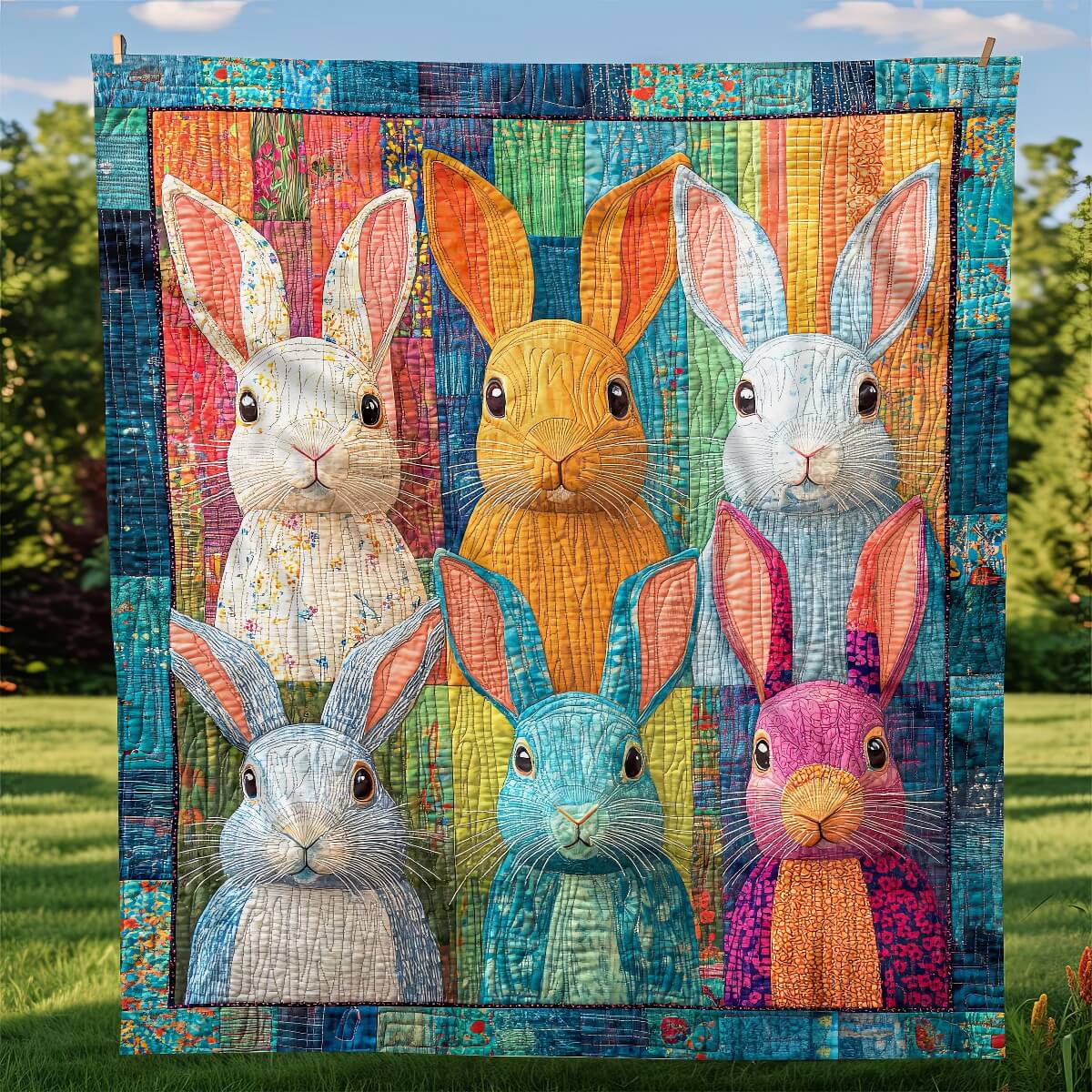Colorful Bunnies Blanket - H289 - Premium Blanket