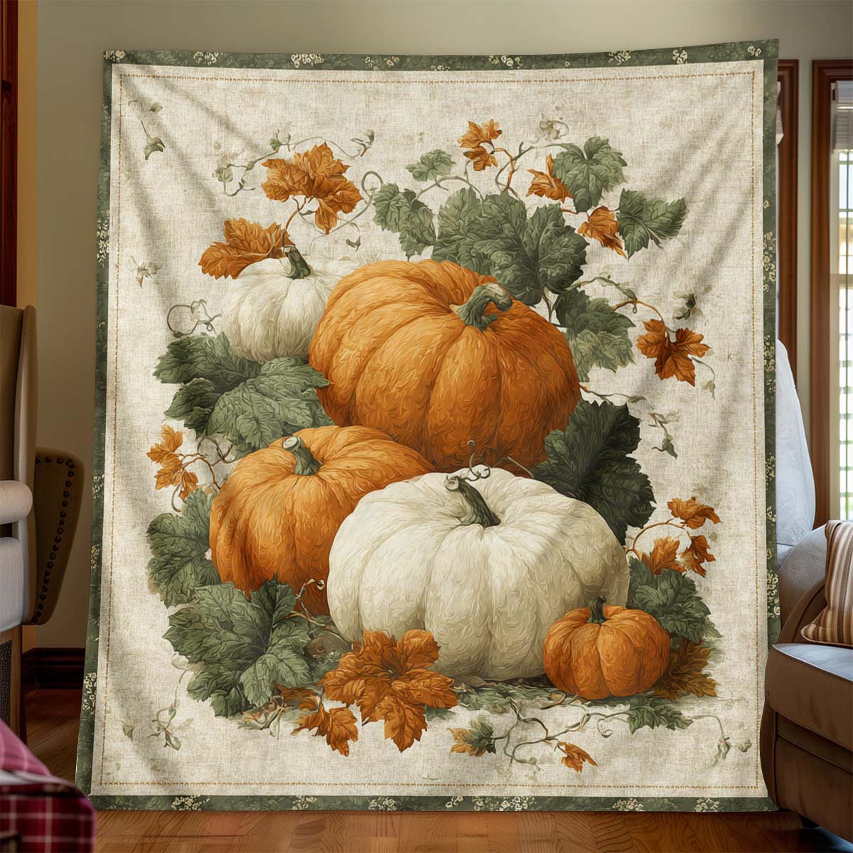 Field Pumpkin Blanket - J066 - Premium Blanket